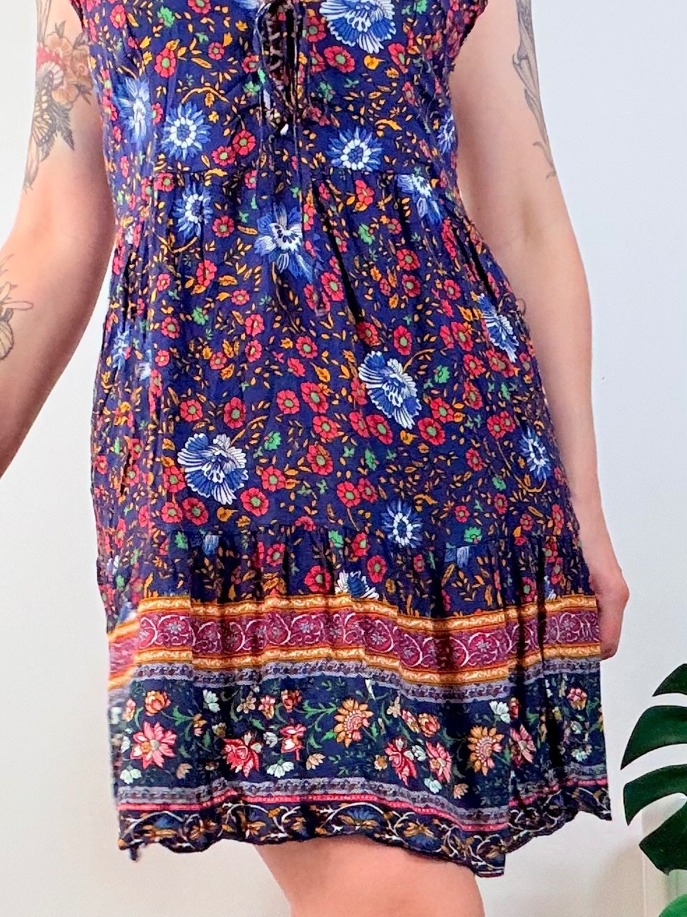 Boho Floral Summer Dress with Adjustable Straps hippie Holiday festival 10 12