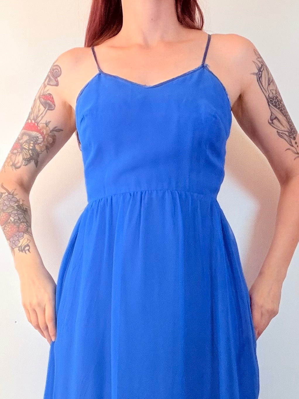 Vintage 1970s Maxi Dress By Vera Mont Long Floaty Spaghetti Straps Size 10