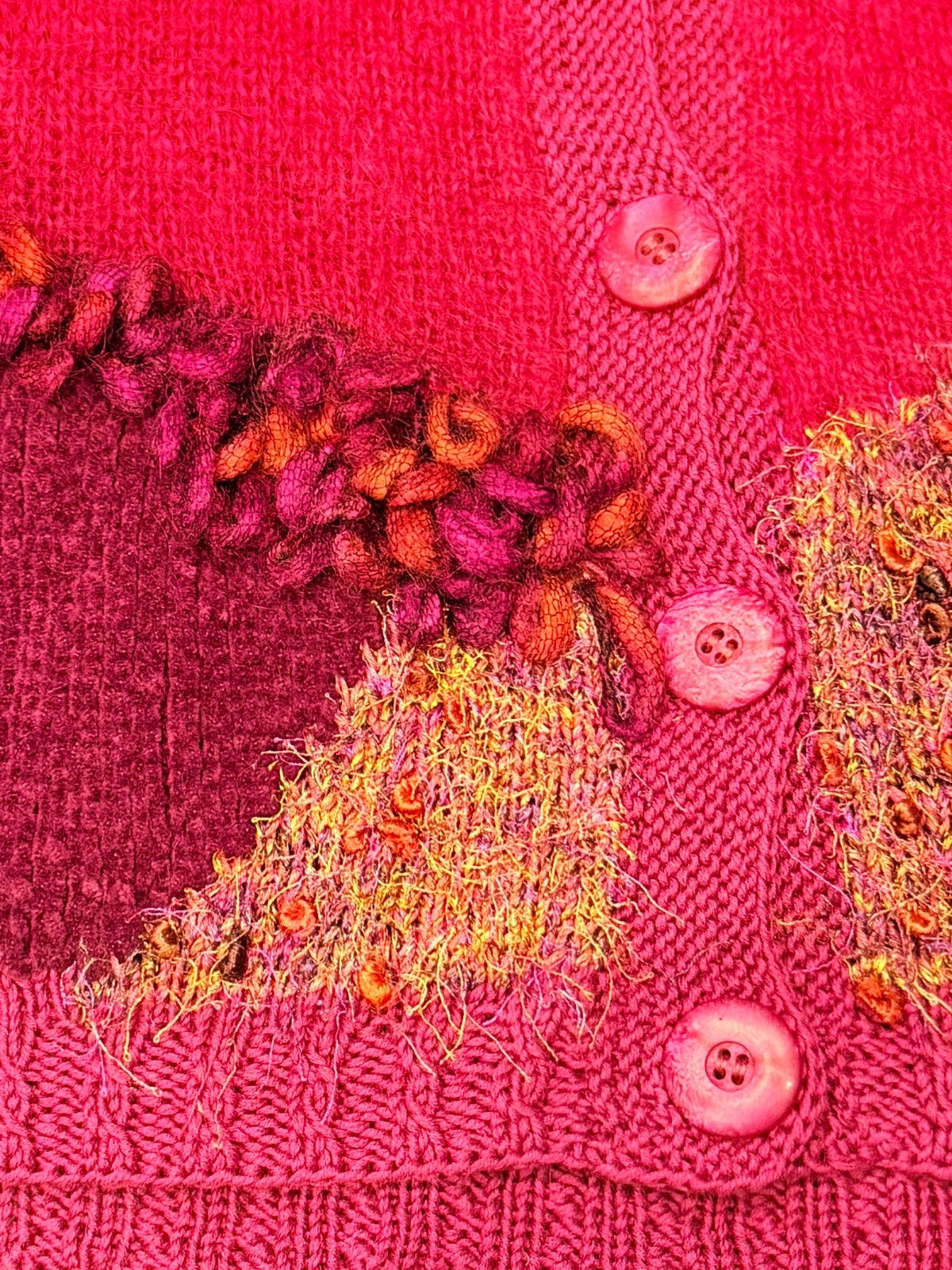 Vintage 1980s Cardigan Sweater Balloon Sleeve Knit Wooly Jumper Size 14 to 16