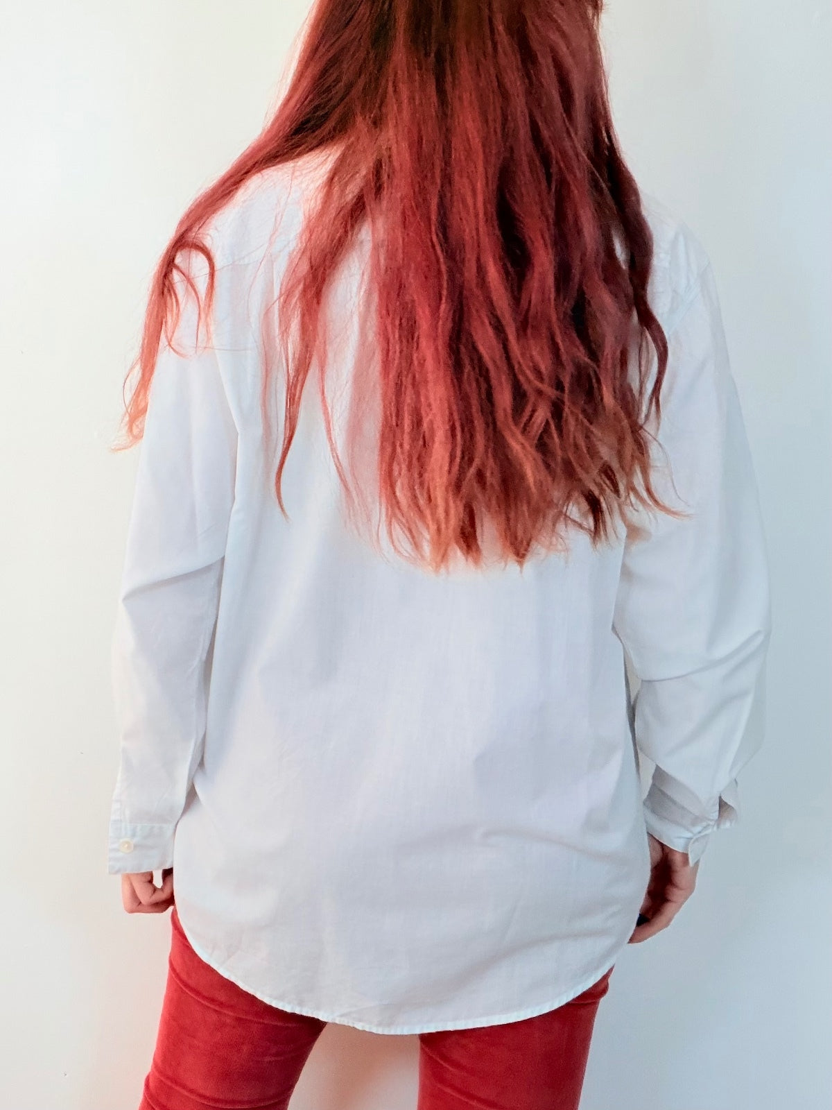 vintage 1980s White Shirt with Retro Embroidered Mice and Hearts Size 16 to 18