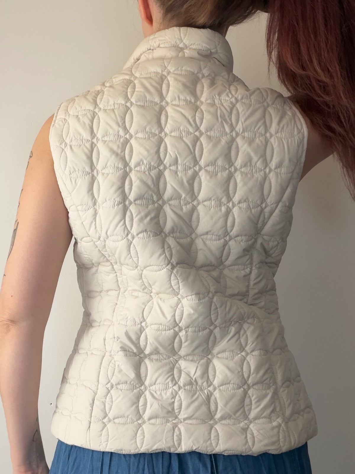 Vintage Y2K Gilet By Per Una Cream Quilted Sleeveless Puffer Vest Size M 10 12