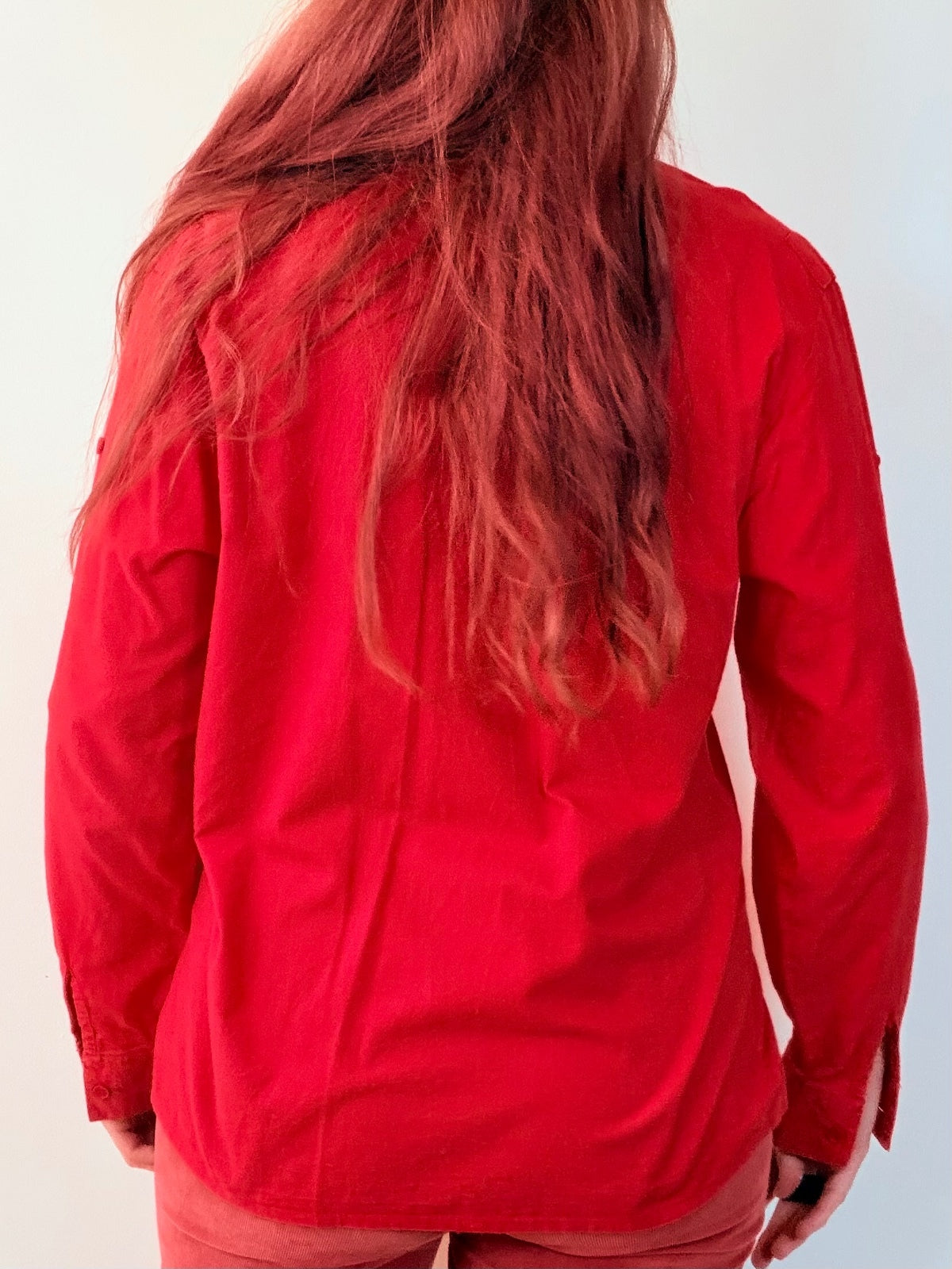 Red Long Sleeve Shirt 100% Cotton with Embroidered Plane Pocket Size 12 to 14