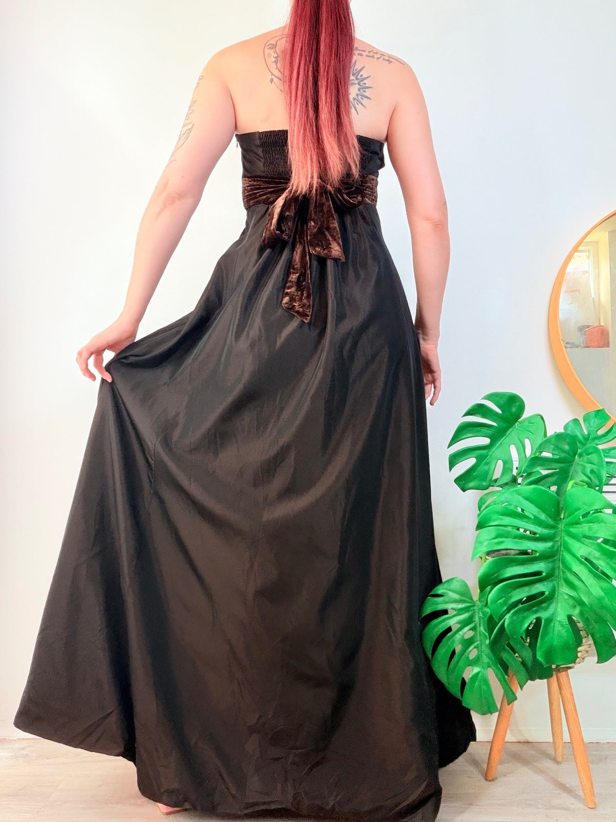Strapless Whimsigoth Maxi Dress cocktail prom with Velvet waist Zara size M 12