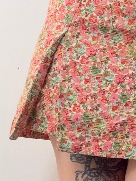 Floral Pleated Mini Skirt by Topshop Size 12 Y2K Style Low size Skirt