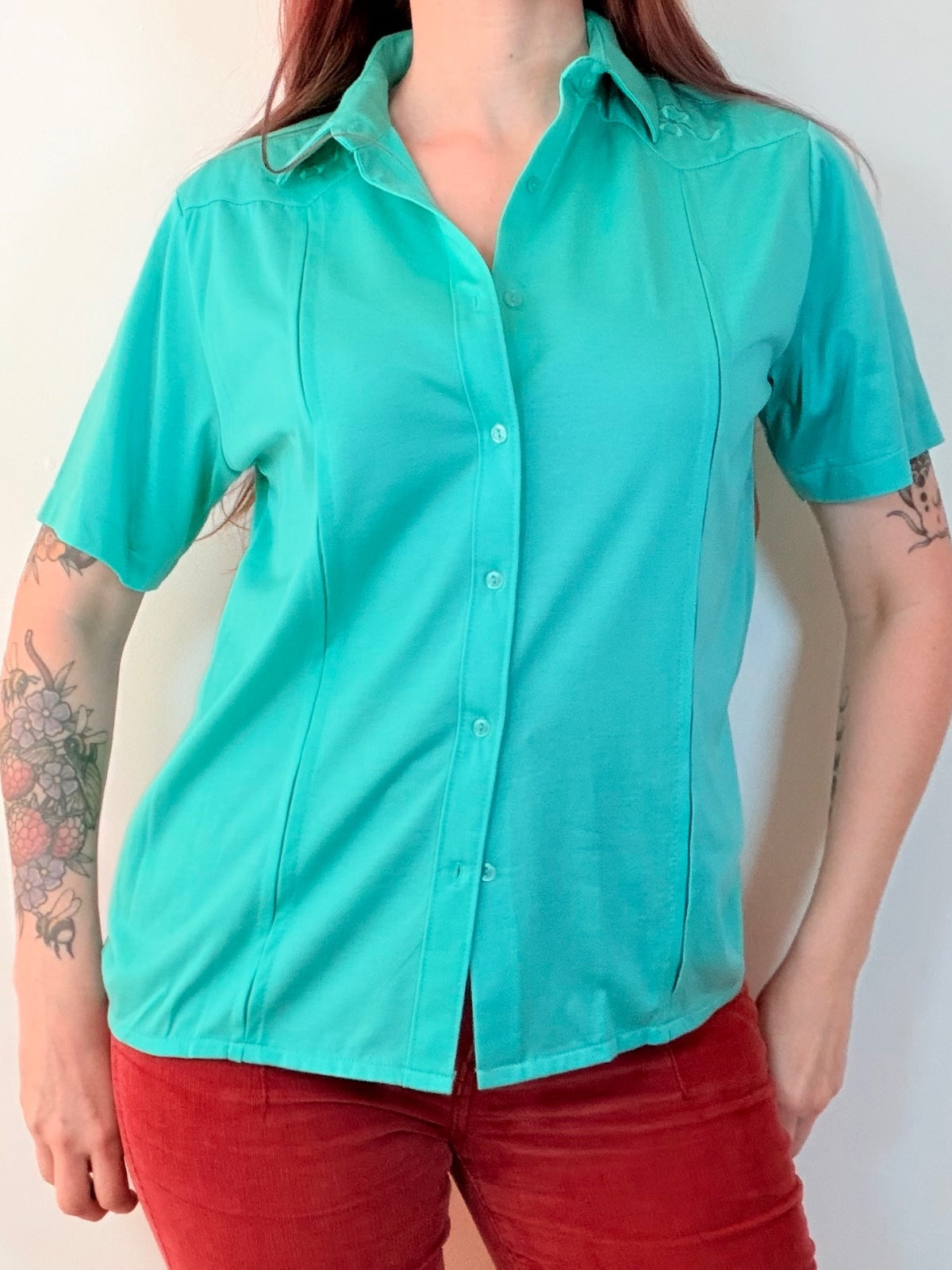 Vintage 1990s summer blouse by C&A with embroidered bow detail size 16