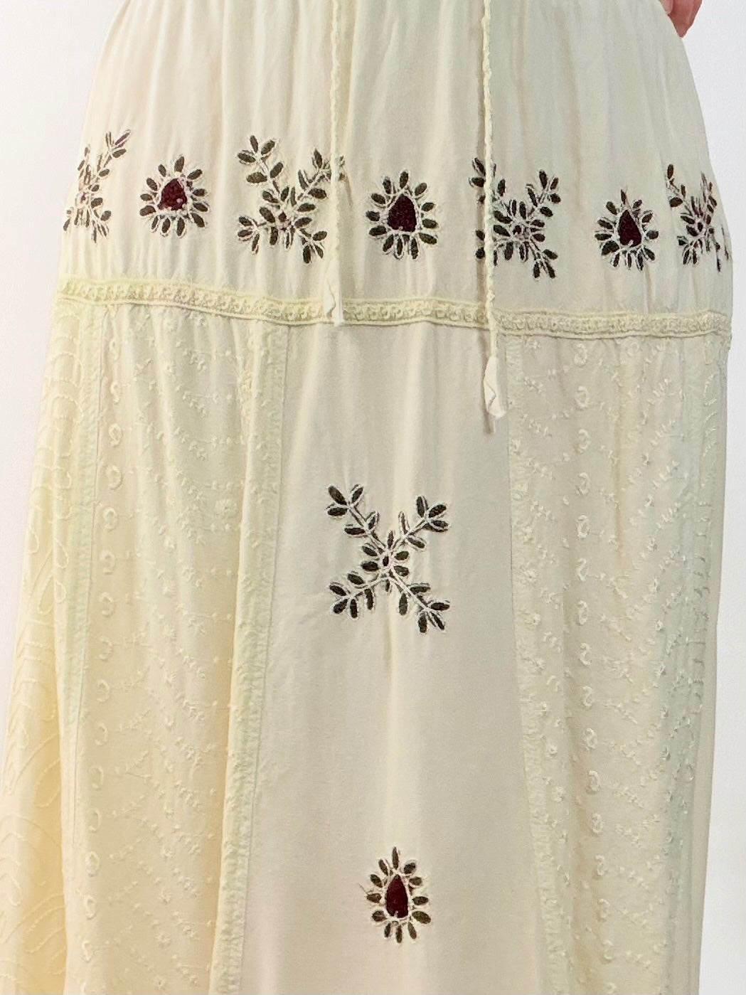 Hippie Boho long skirt Asymmetric embroidered summer festival outfit size 16