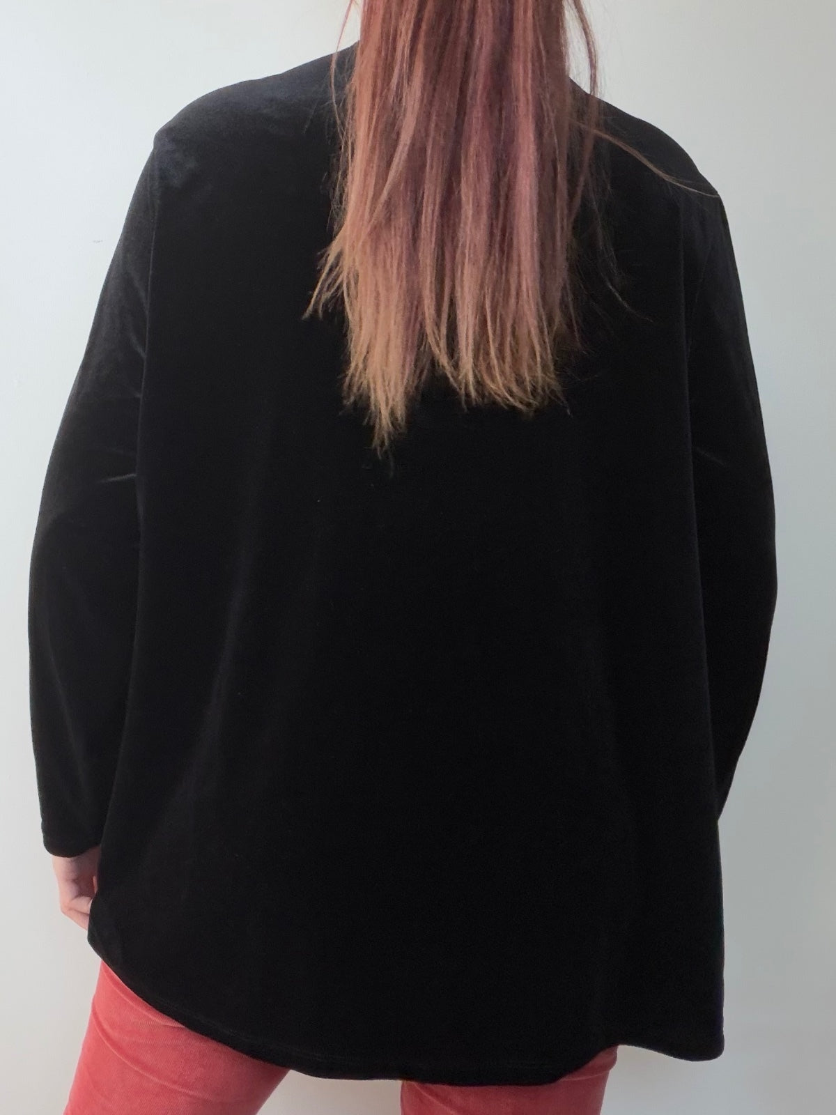 Black Velvet Long Sleeve Top with Twist and Cutout Detail By Anthology Size UK24