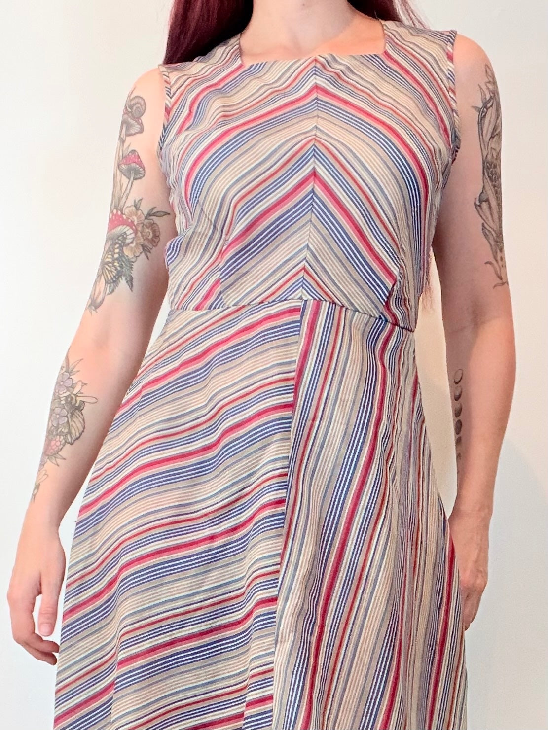 Vintage Striped Midi Dress Lightweight summer Dress Size 12
