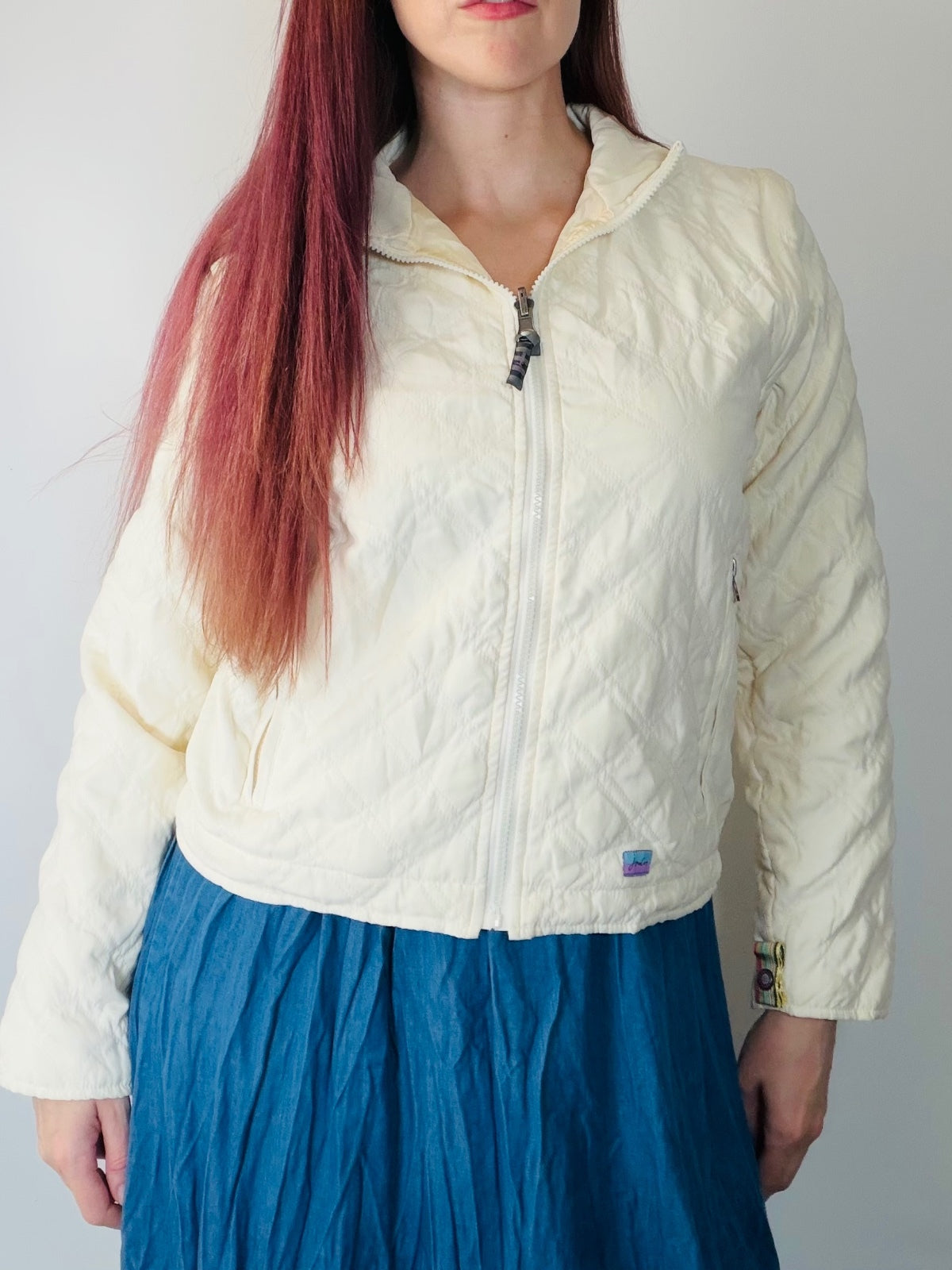 Cream Quilted Zip Up Jacket Coat By Joules Lightweight Summer Gilet Size 8
