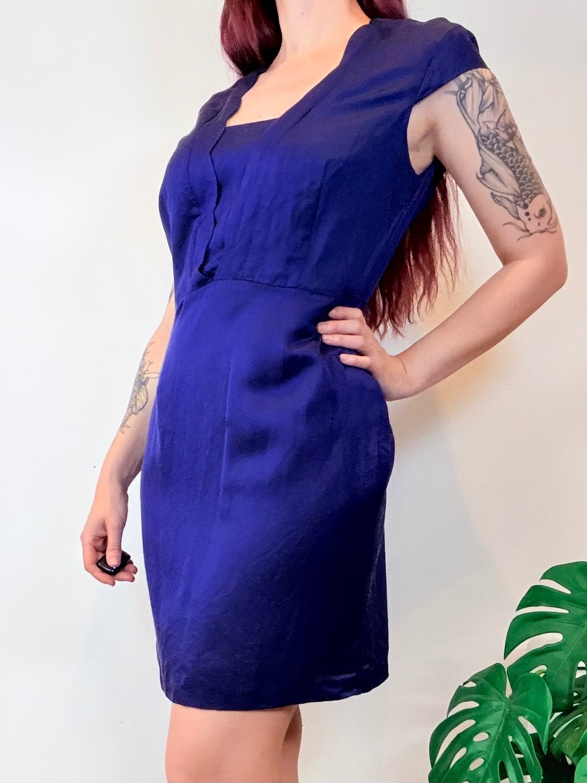 Vintage Y2k Party Dress Dress with Scalloped V Neck By Oasis Size 14