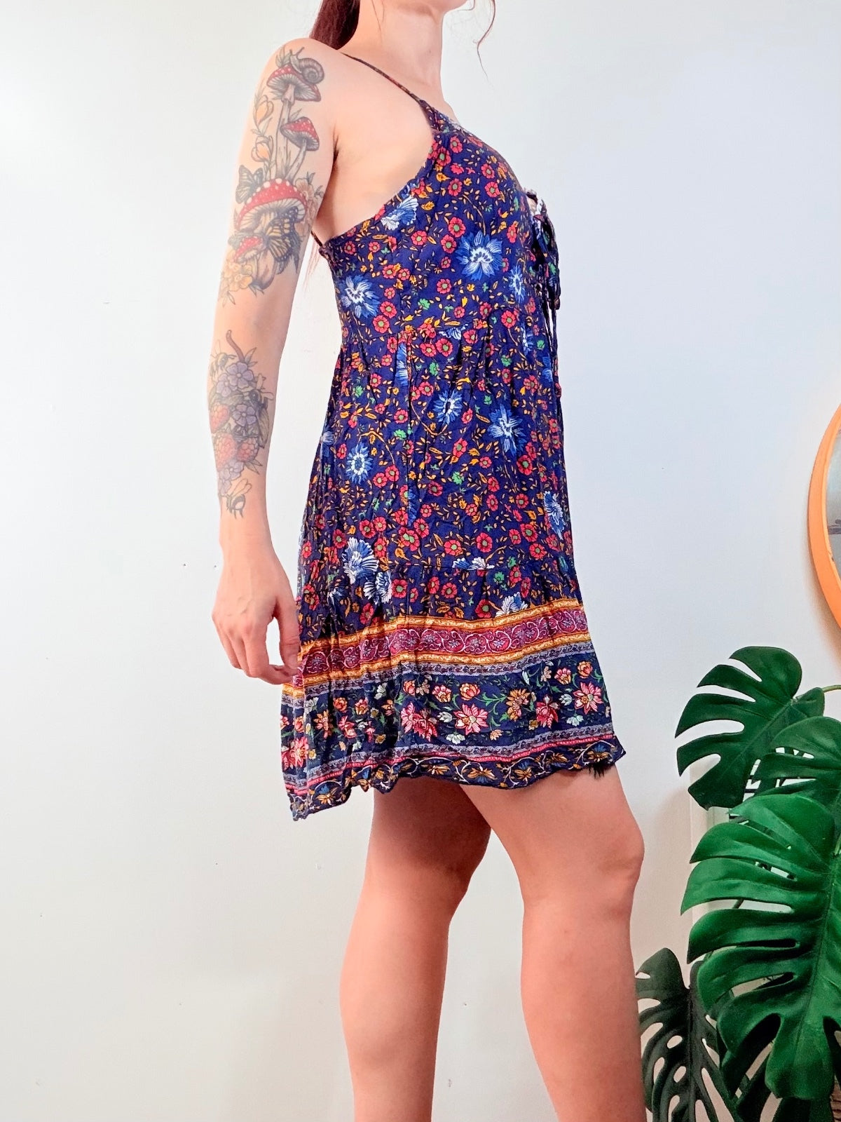 Boho Floral Summer Dress with Adjustable Straps hippie Holiday festival 10 12