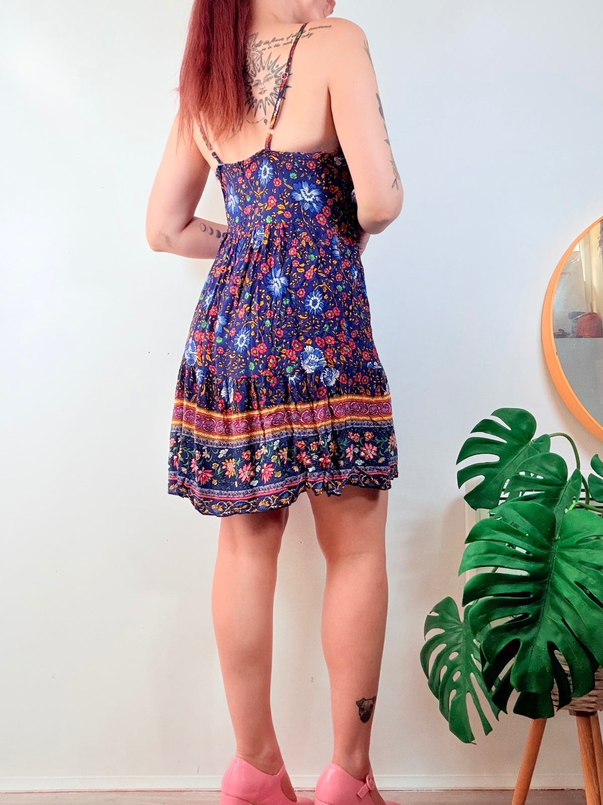Boho Floral Summer Dress with Adjustable Straps hippie Holiday festival 10 12