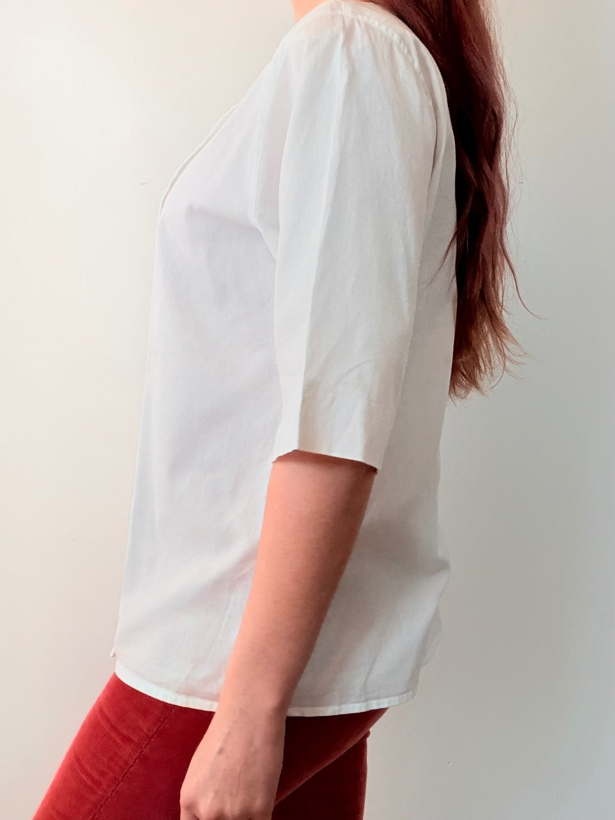 Vintage 1990s Cotton Shirt White Embroidered Detail Size 12