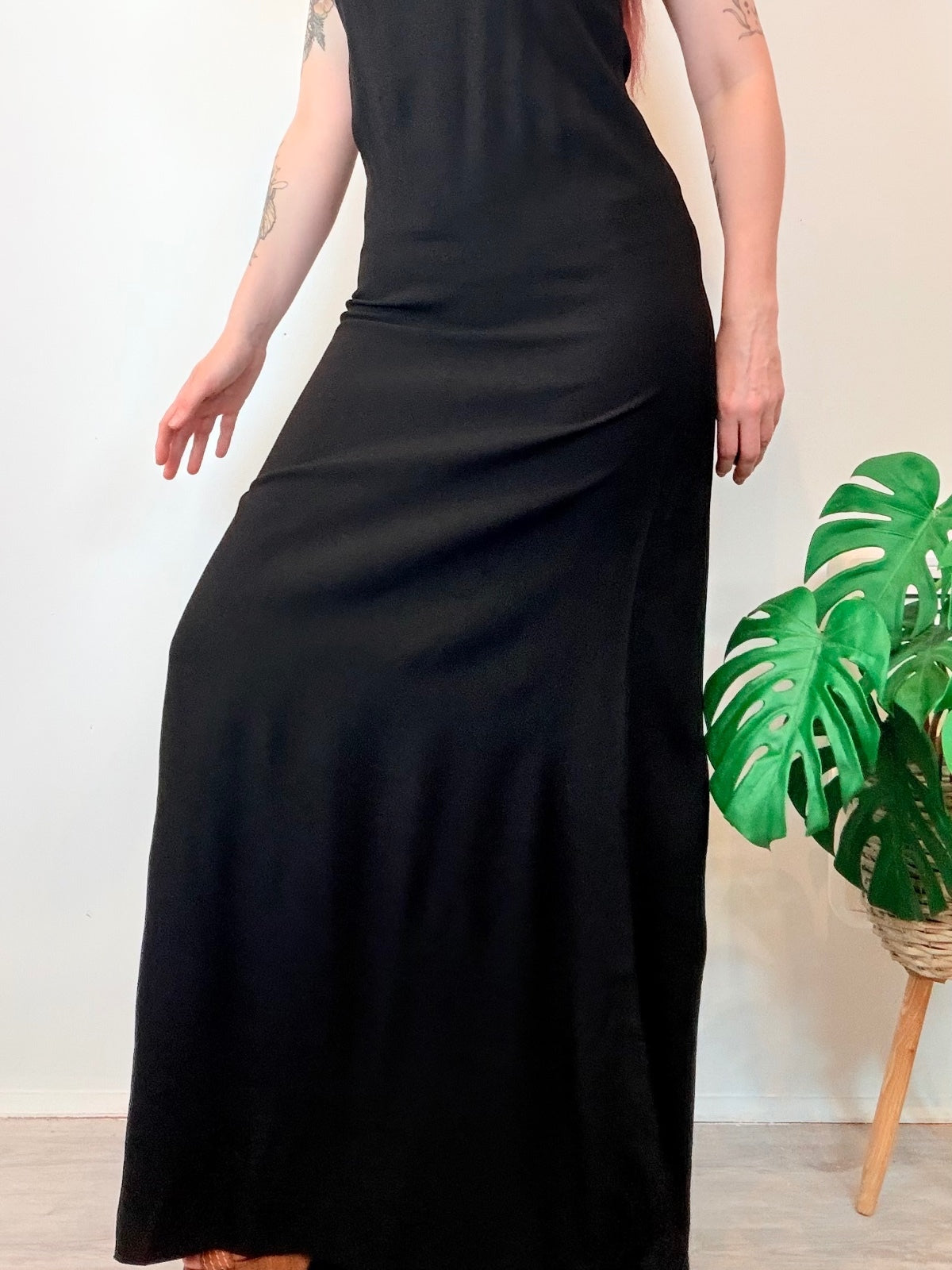 Vintage 1970s Maxi Dress Long Whimsogoth with Diamante Trim Size 10