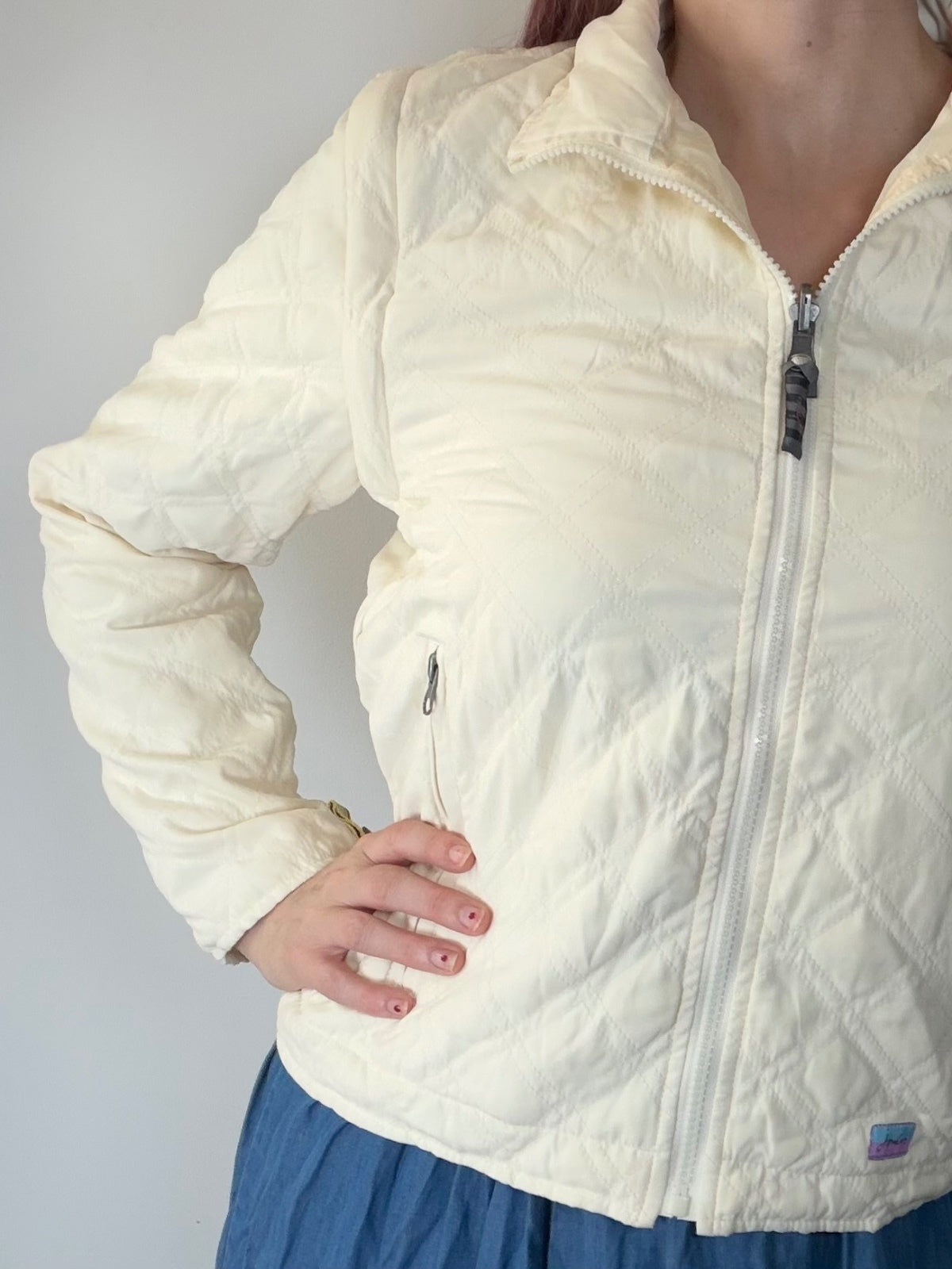 Cream Quilted Zip Up Jacket Coat By Joules Lightweight Summer Gilet Size 8