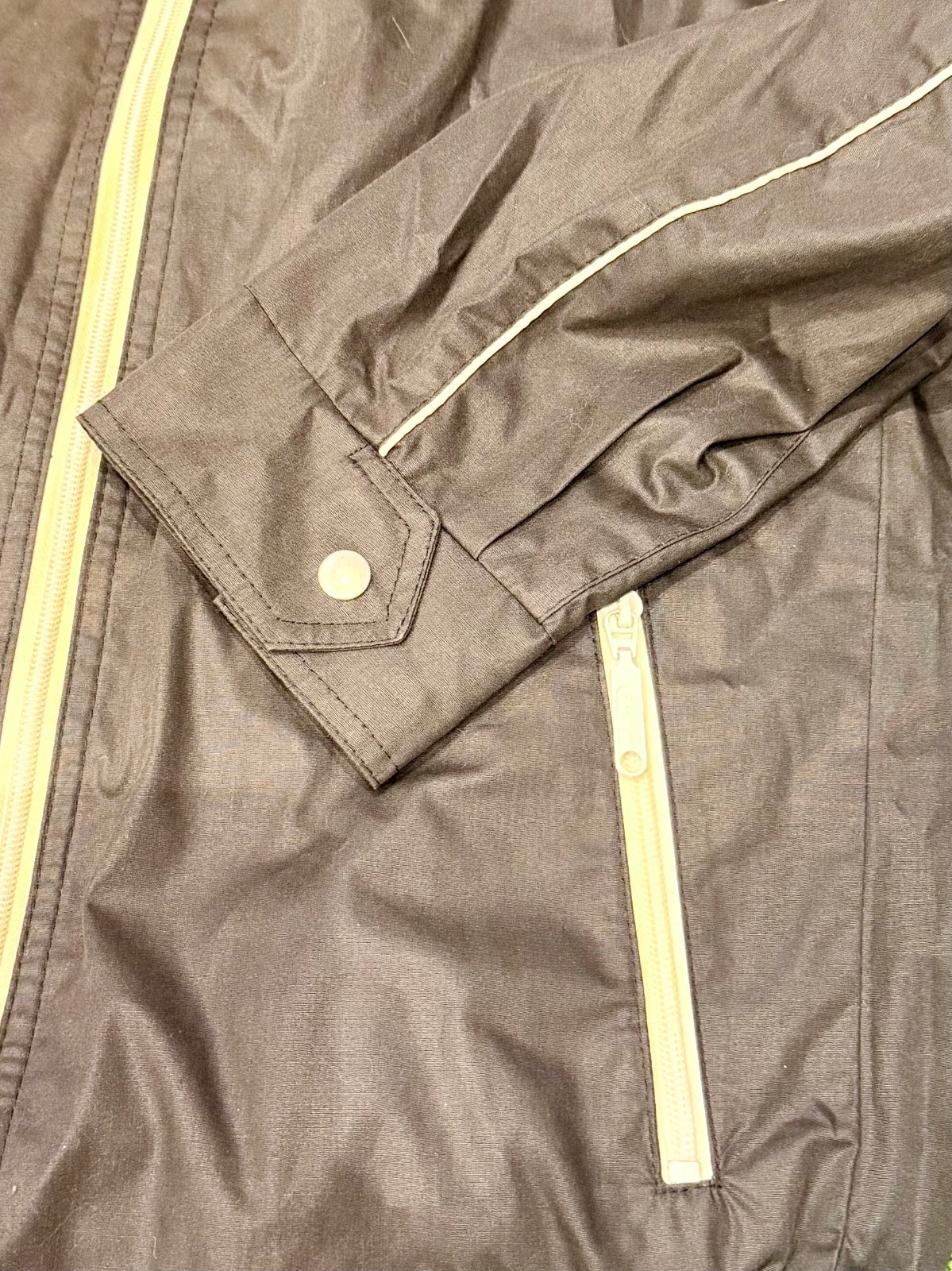 Vintage 1970s Jacket Black Lightweight Dagger Collar Coat with Piping Size M