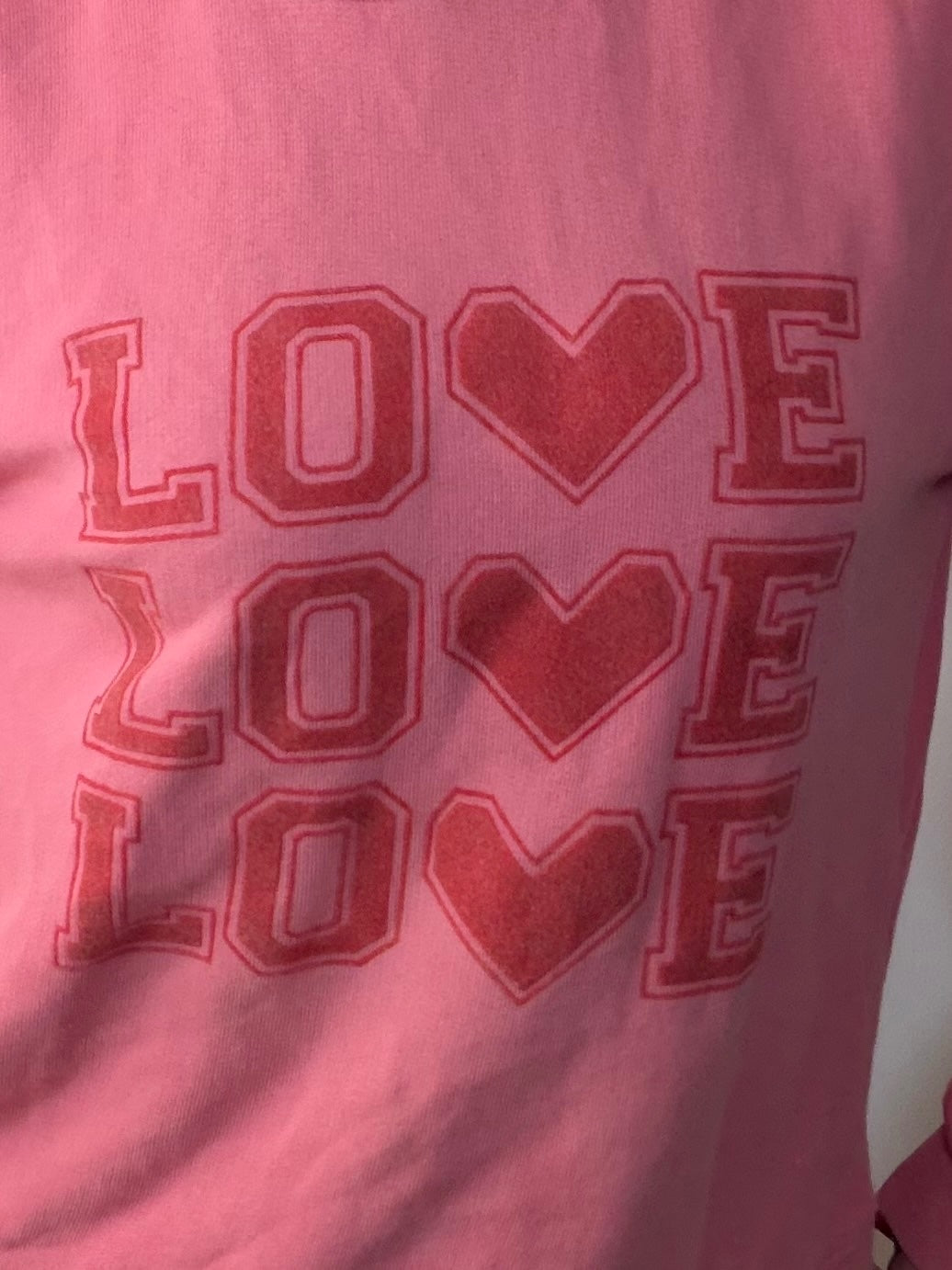 Pink LOVE Heart Jumper By Next Frilly Cotton Graphic Sweatshirt Size L 14 to 16