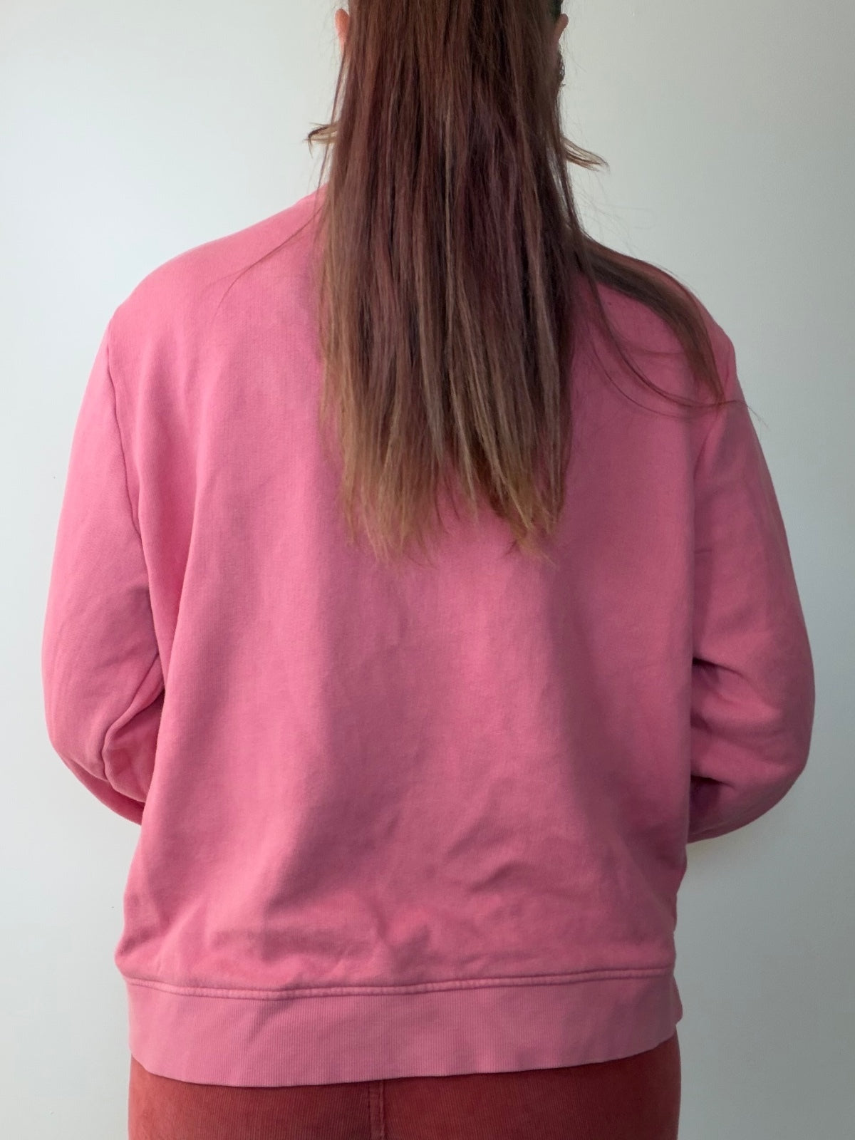 Pink LOVE Heart Jumper By Next Frilly Cotton Graphic Sweatshirt Size L 14 to 16