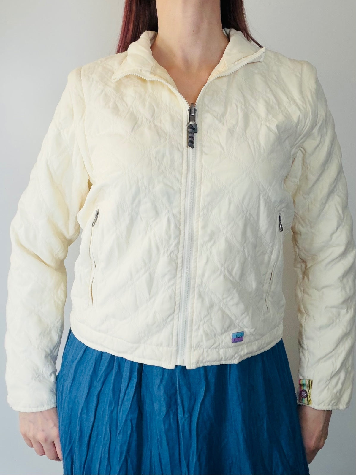 Cream Quilted Zip Up Jacket Coat By Joules Lightweight Summer Gilet Size 8