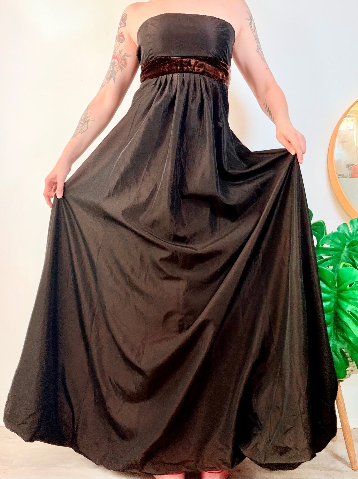 Strapless Whimsigoth Maxi Dress cocktail prom with Velvet waist Zara size M 12