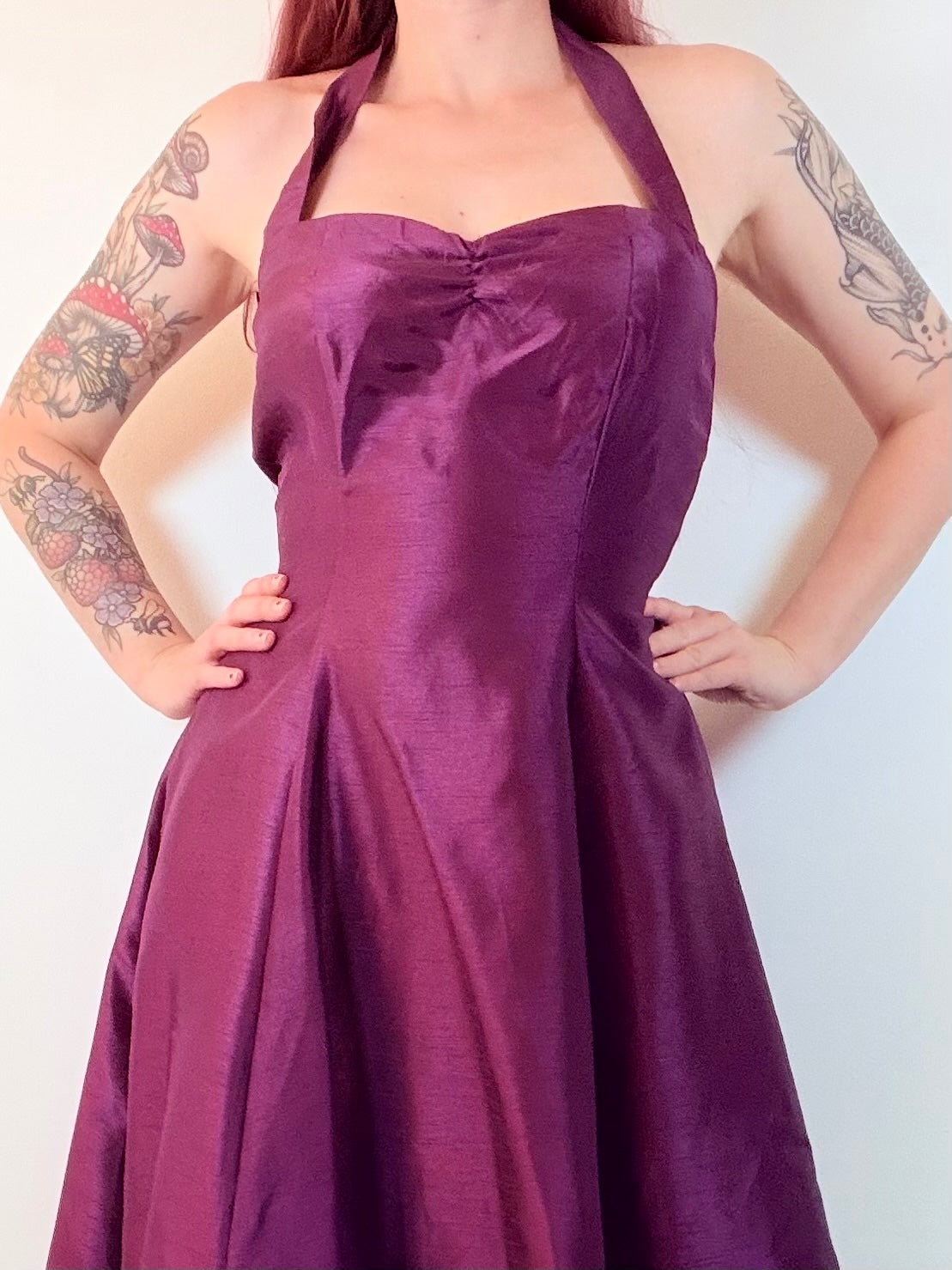 HeartBreaker Party Dress Purple Halter Neck Swing Dress Size 10