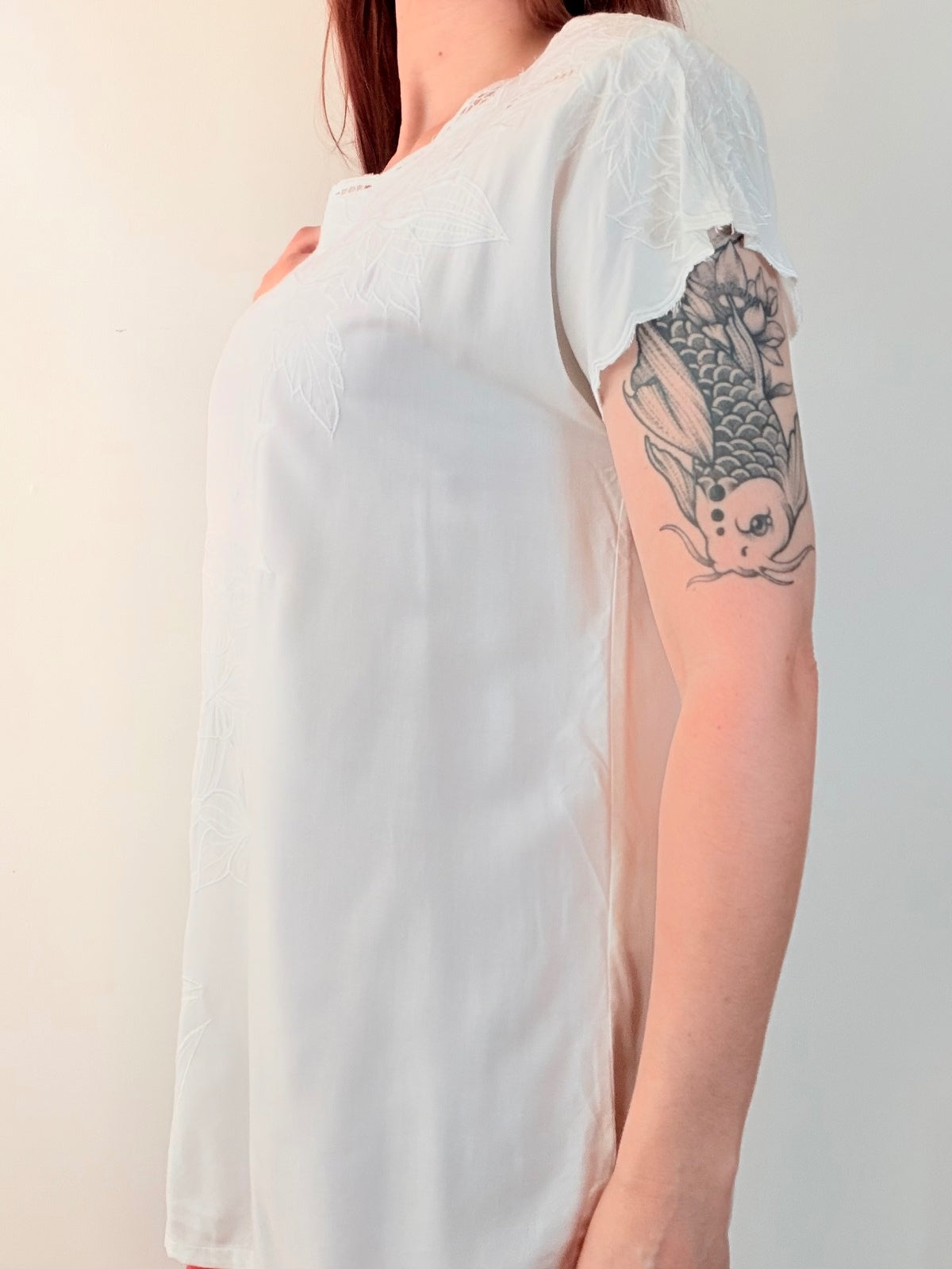 Vintage 1990s Embroidered Tunic Top with Lace Detail Size 16 to 18