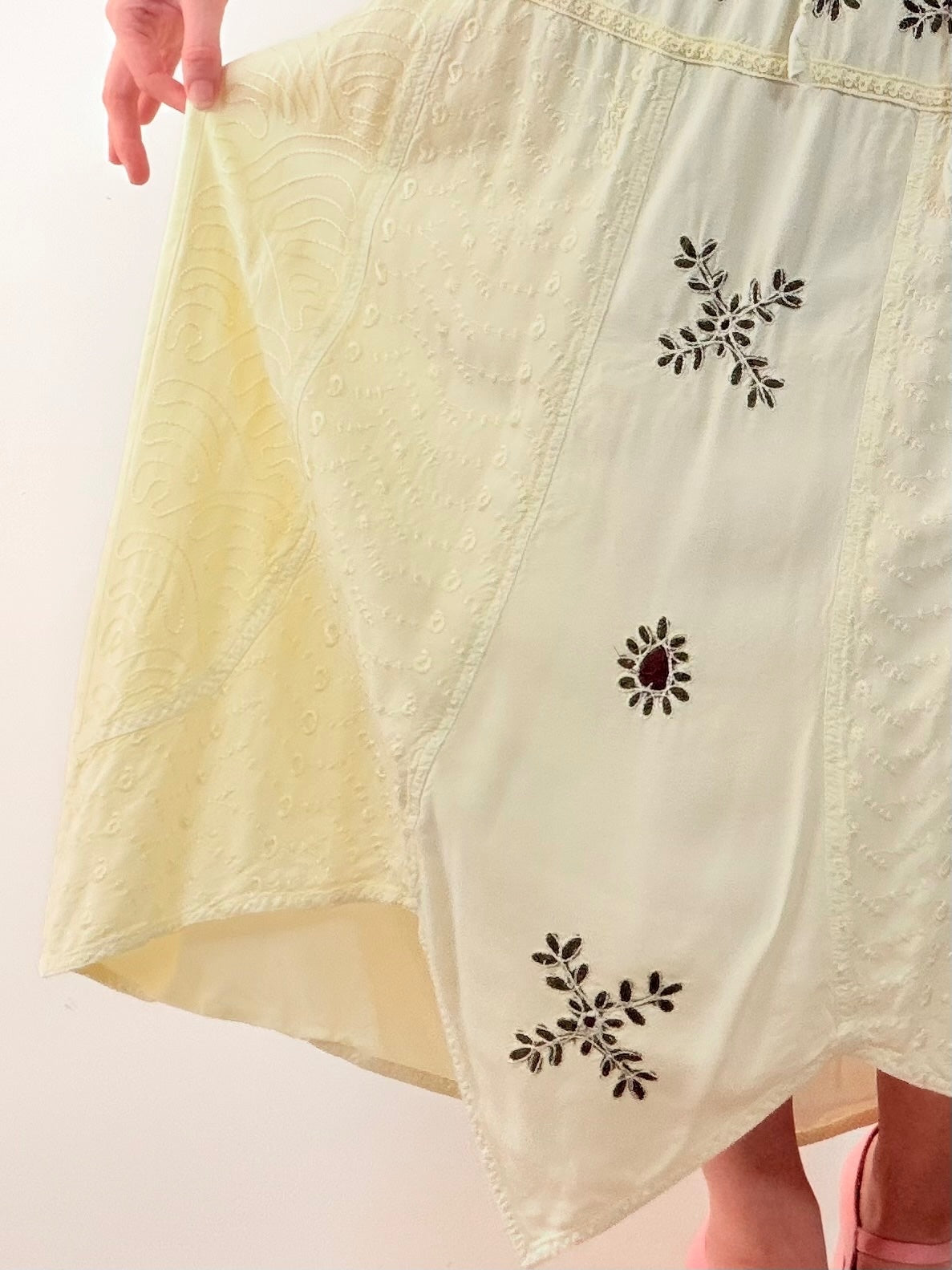 Hippie Boho long skirt Asymmetric embroidered summer festival outfit size 16