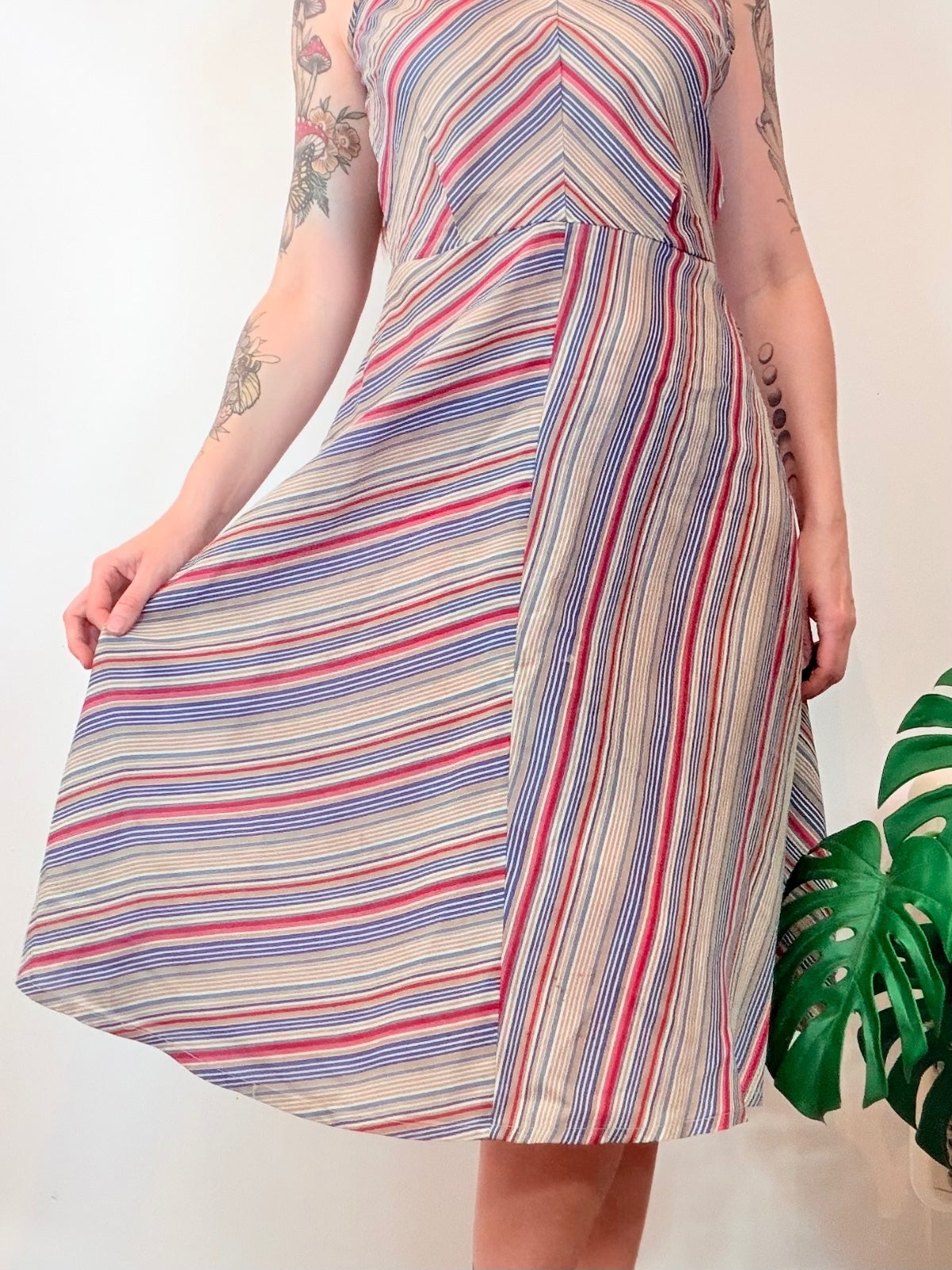 Vintage Striped Midi Dress Lightweight summer Dress Size 12