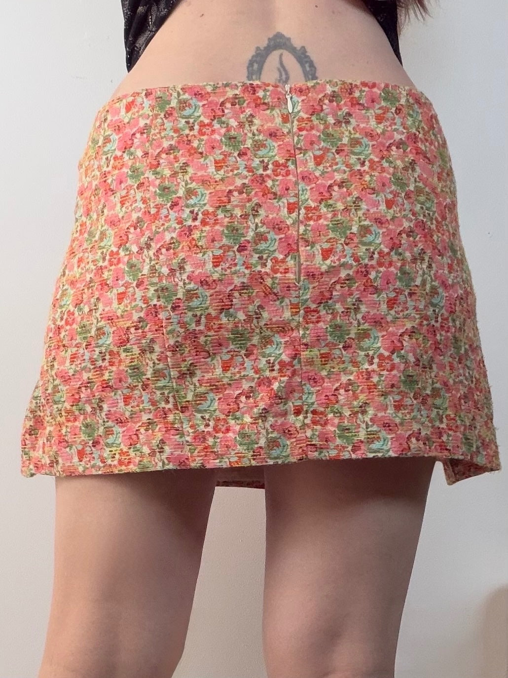 Floral Pleated Mini Skirt by Topshop Size 12 Y2K Style Low size Skirt