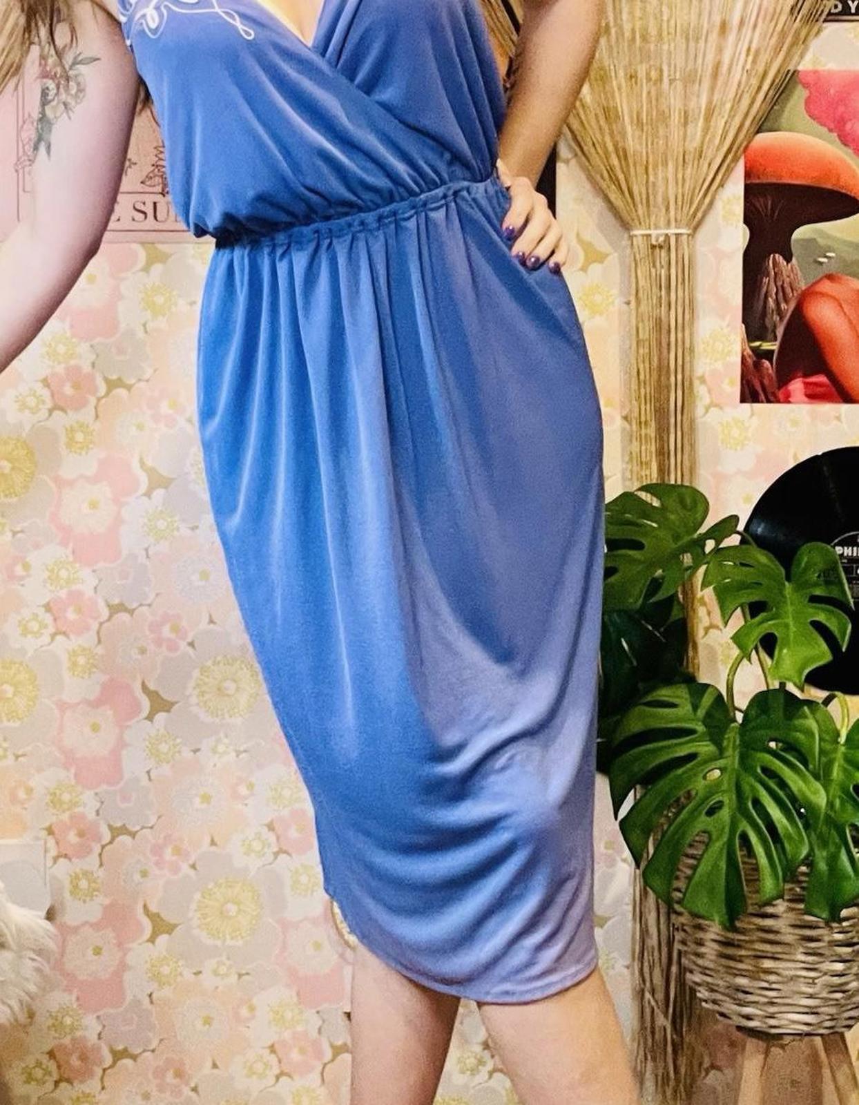 Vintage 1970s Summer Dress By Radley With Embroidered Detail Purple Size 10-12