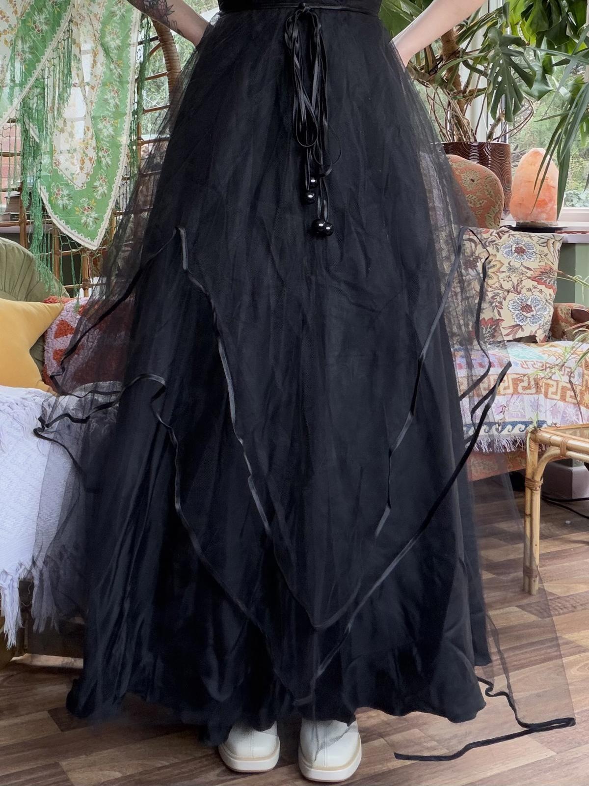 Vintage 1980s Cocktail Dress Black Lace and Tulle Party Gown Size 6