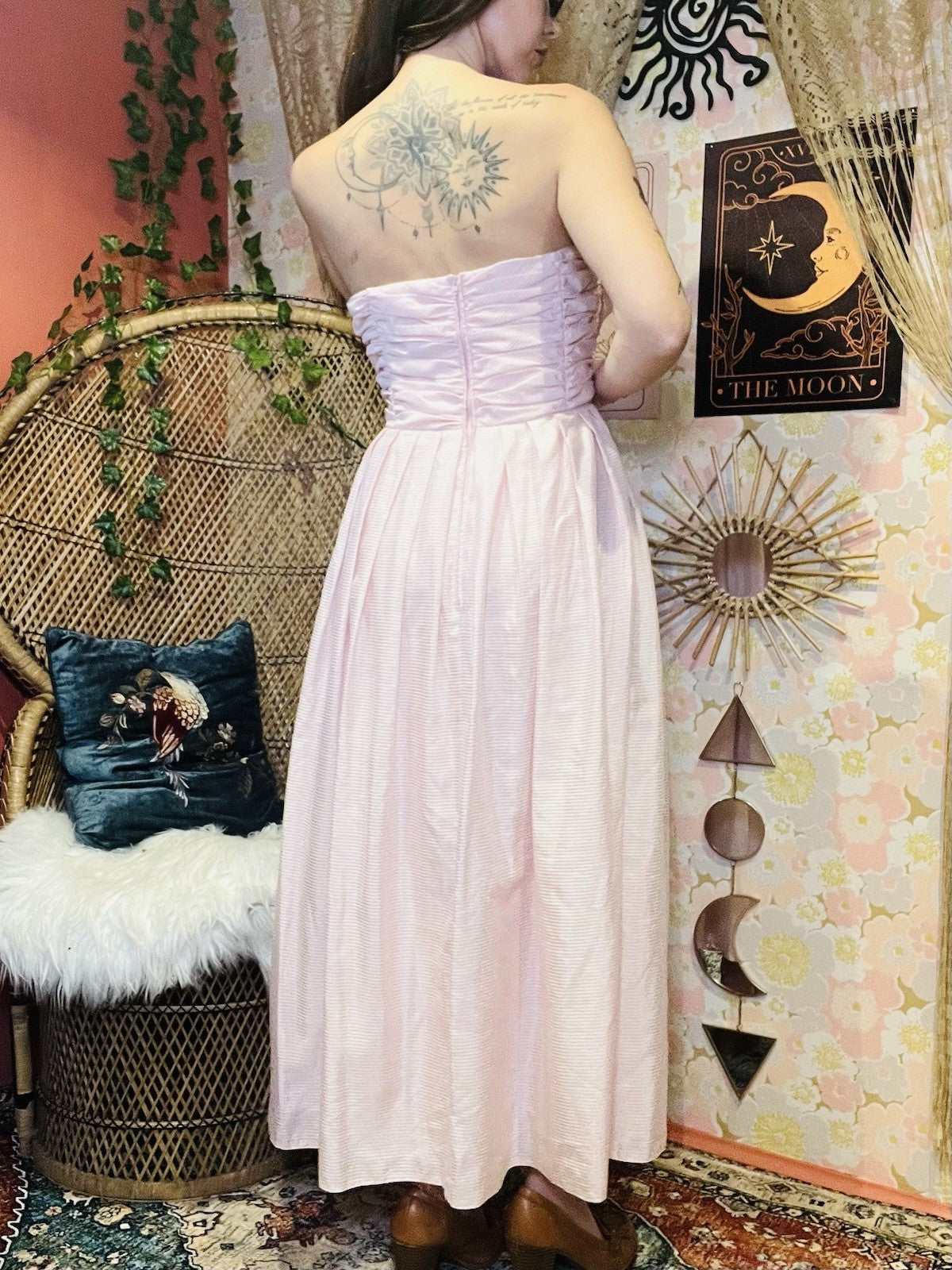 Vintage 90s Cocktail Dres Pink Size 14 1990s  Strapless Floaty Fairycore Ball