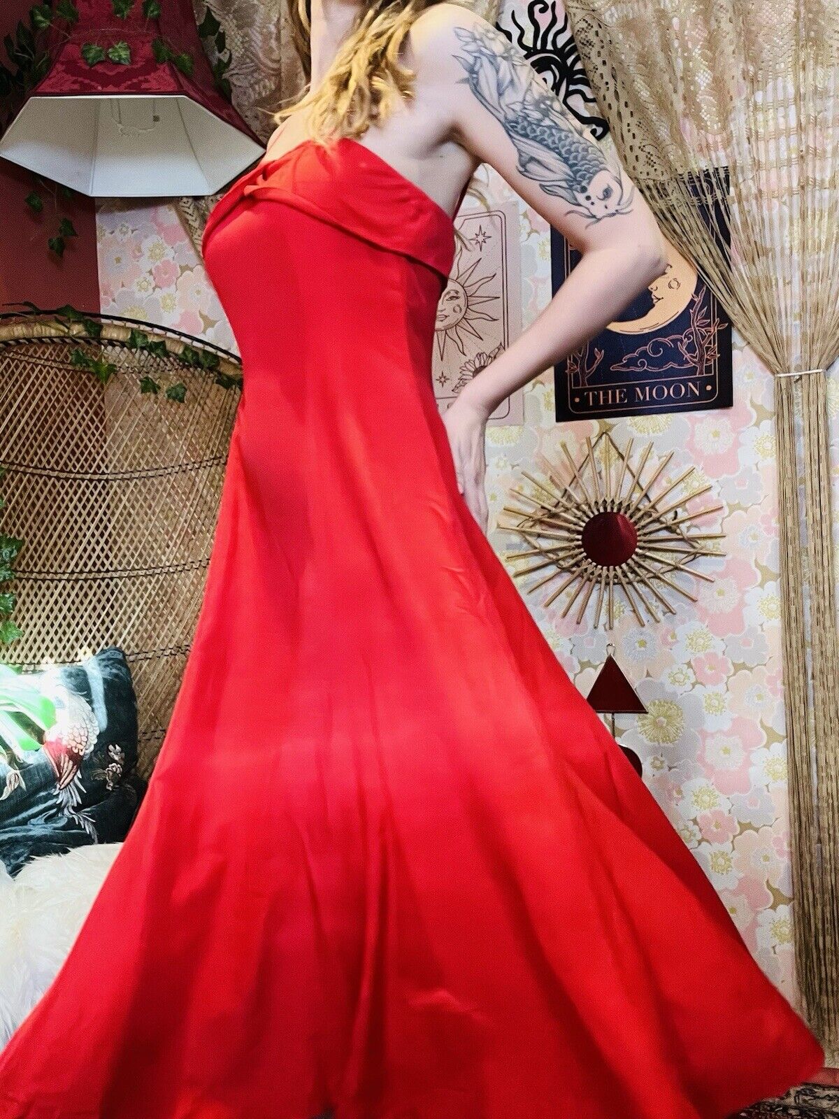 Vintage 1990s Summer Dress By Next Simple Floaty Strappy Dress Red Size 10