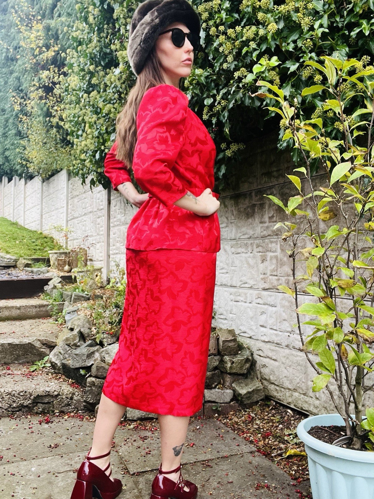 Vintage 1980s Cocktail Dress Red Size 10 12 Retro 80s Peplum Dress With Belt