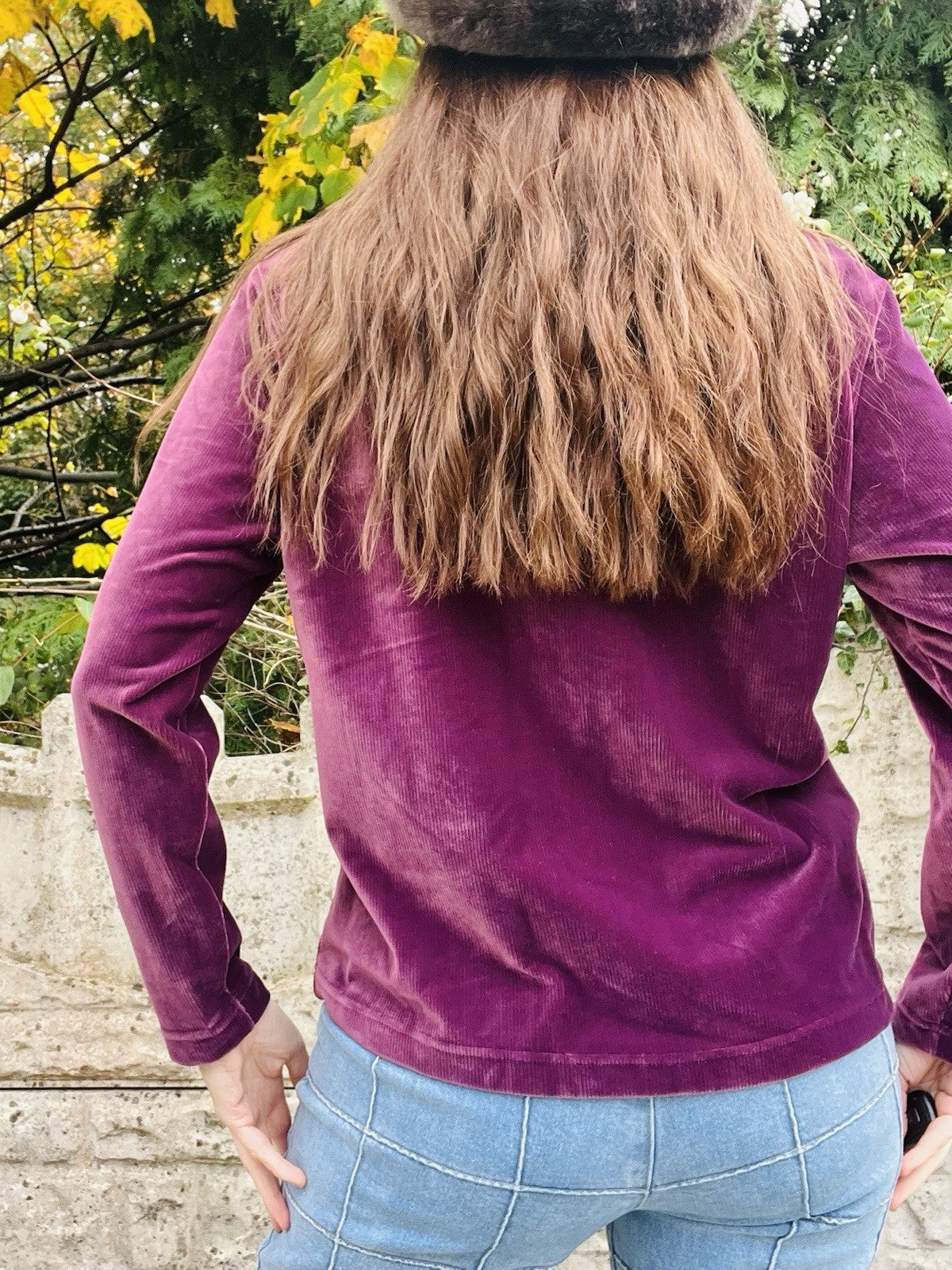 Vintage 1980s Velvet Top Purple Size 18 By Berkertex, Turtle Neck Ribbed Jumper