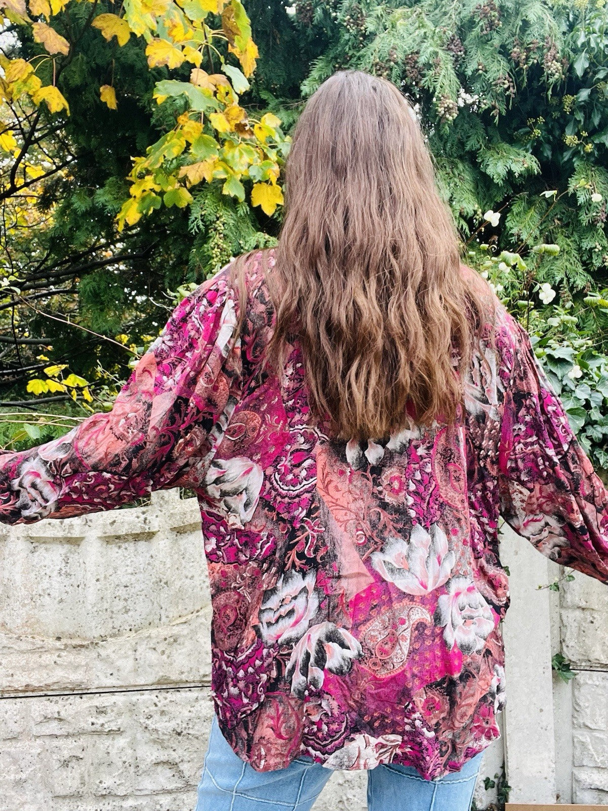 Vintage 80s Oversized Shirt Size 14 16 Red 1980s Retro Bagggy Blouse Floral Top