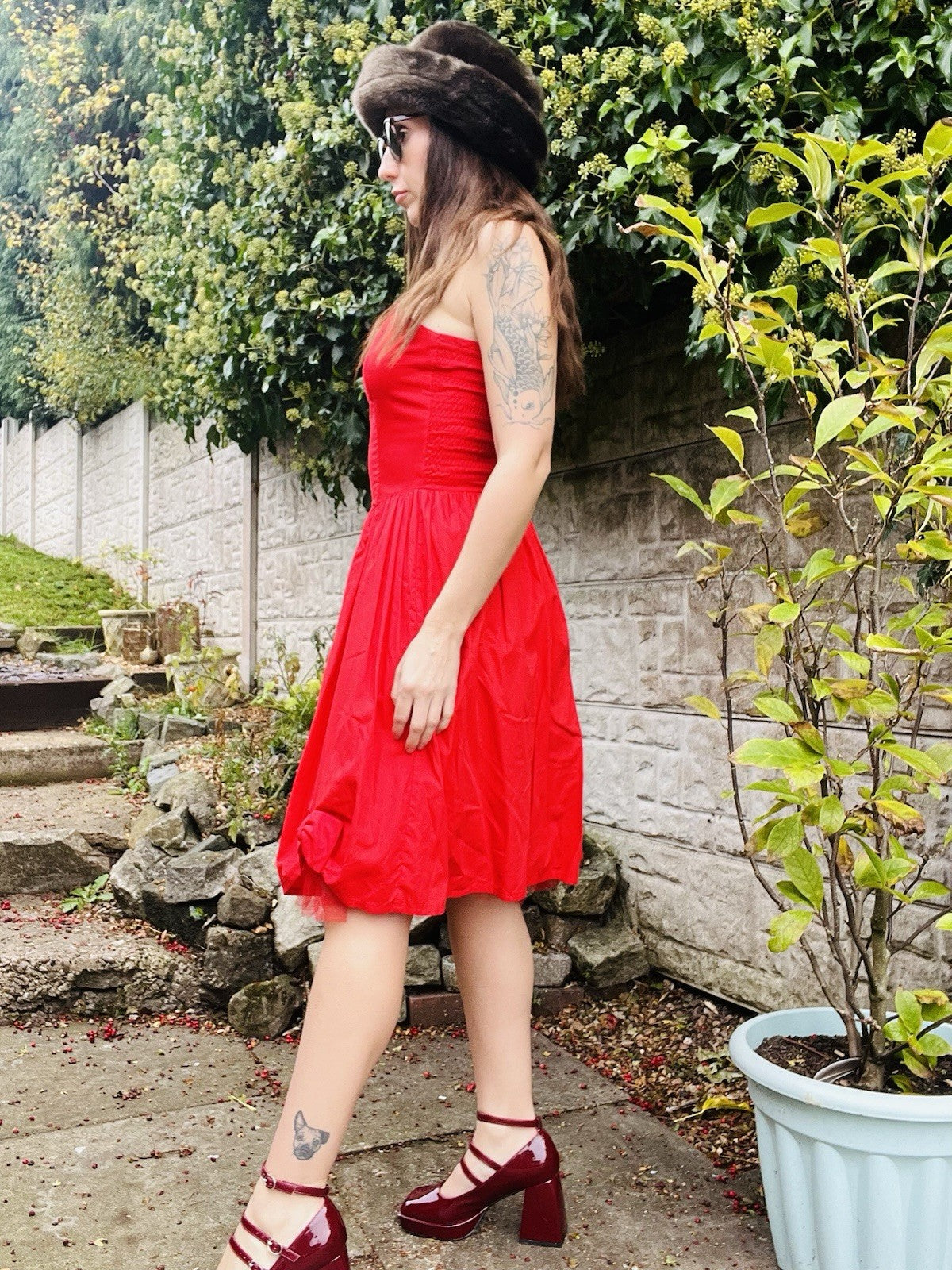 Vintage 90s Party Dress Red Size 10 Retro 1990s Corset Dress With Bow Detail