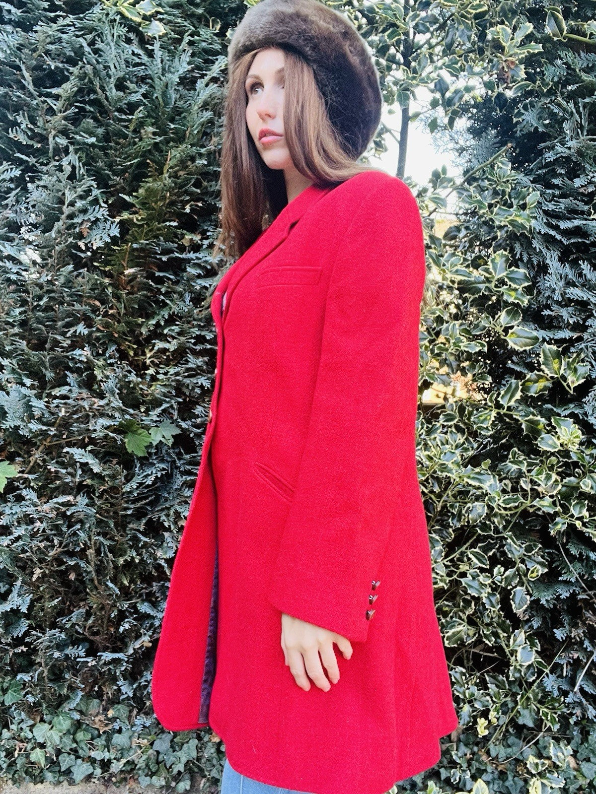 Vintage Y2K Designer Coat By Daks, 100% Wool Rare Limited Edition Red Jacket  16