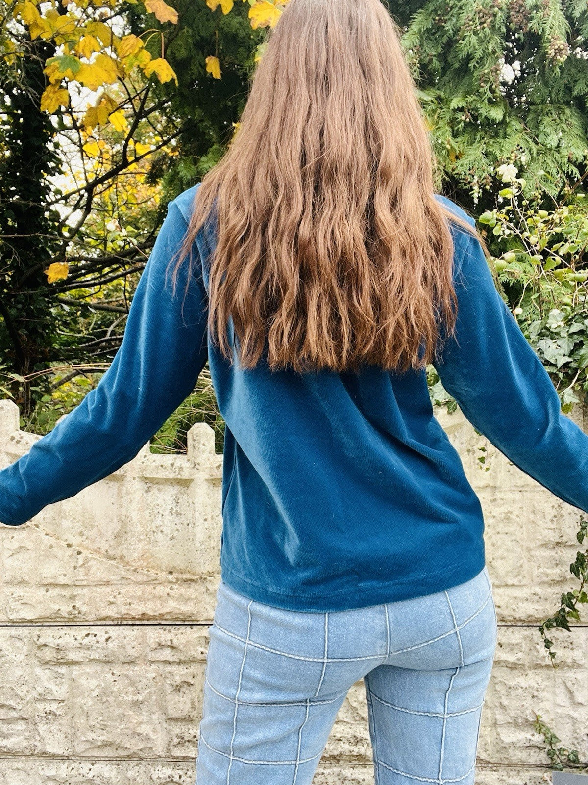 Vintage 1980s Velvet Top Blue Size 18 By Berkertex, Turtle Neck Ribbed Jumper