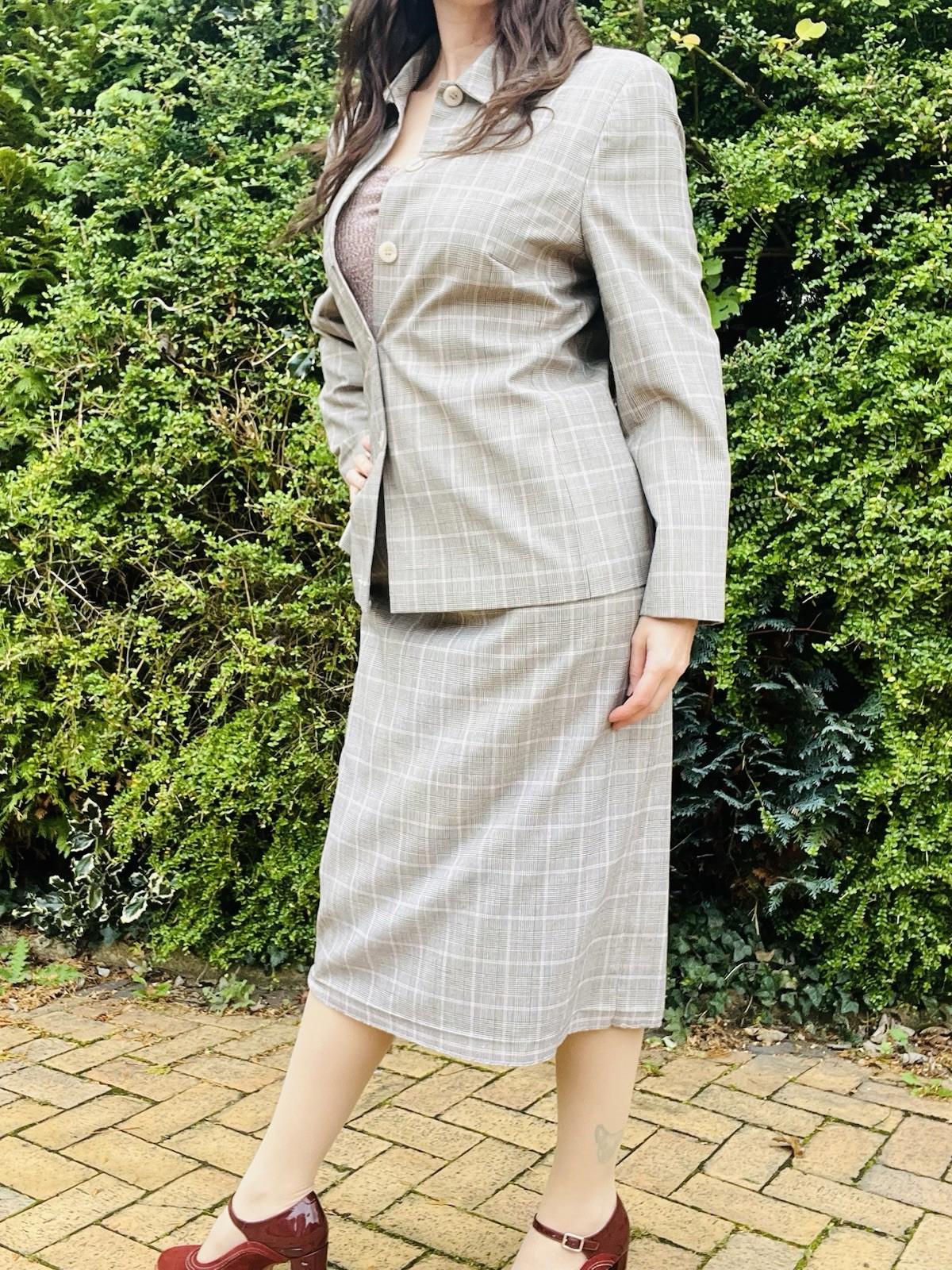 Vintage 1970s Tailored Suit By Slimma 2 Piece Skirt and Blazer Tartan Plaid 14