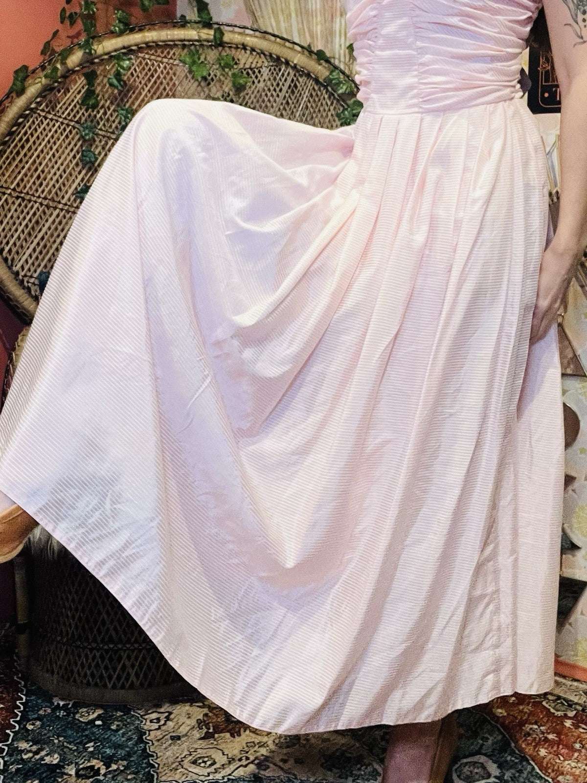 Vintage 90s Cocktail Dres Pink Size 14 1990s  Strapless Floaty Fairycore Ball