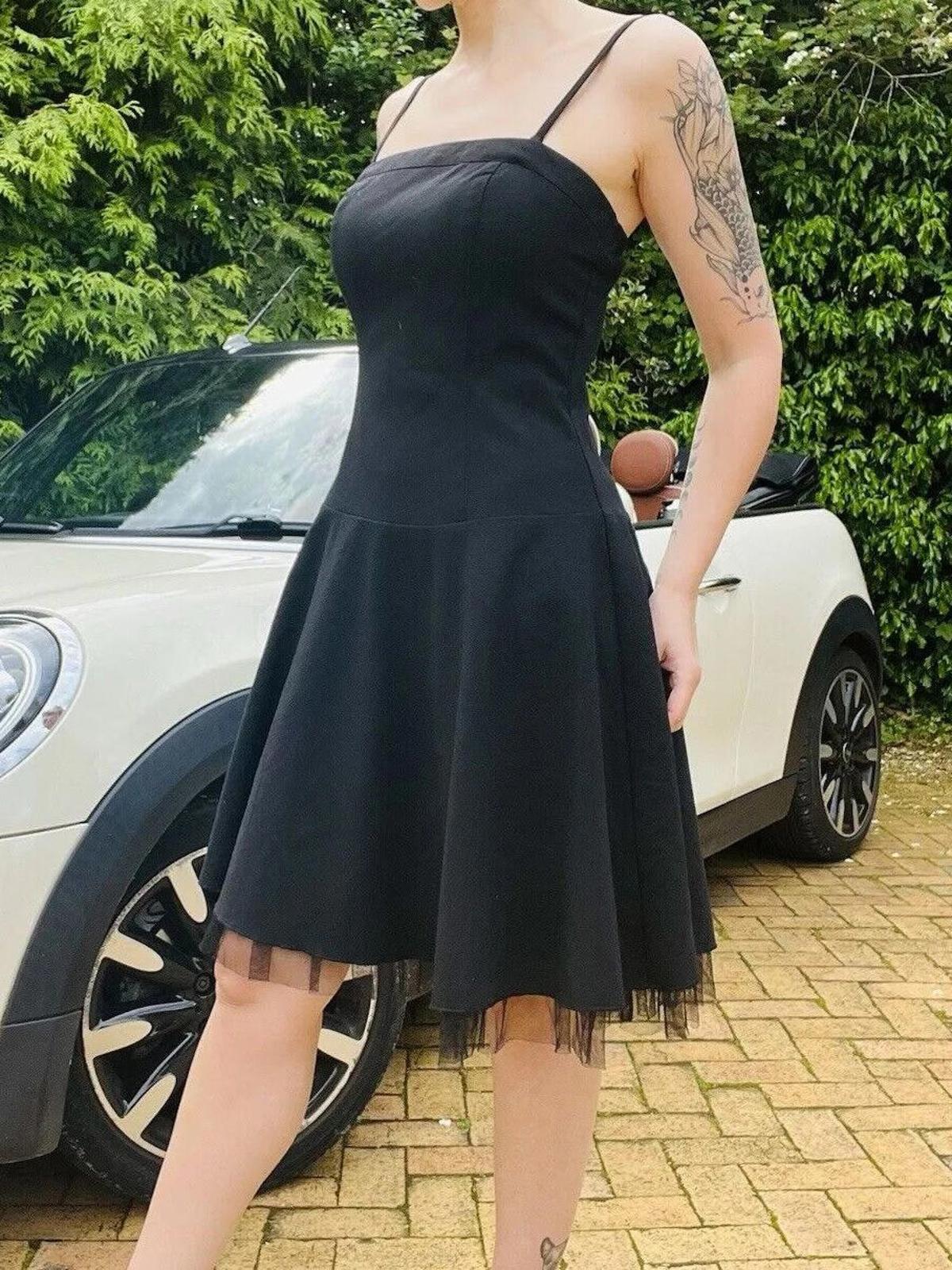 Vintage Y2k Party Dress By Melrose Removable Straps Tulle Underlayer Black 10