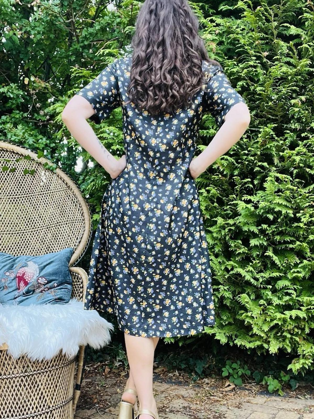 Vintage 1960s Shirt Dress Ditsy Floral Hippie Boho Summer Dress Size 14