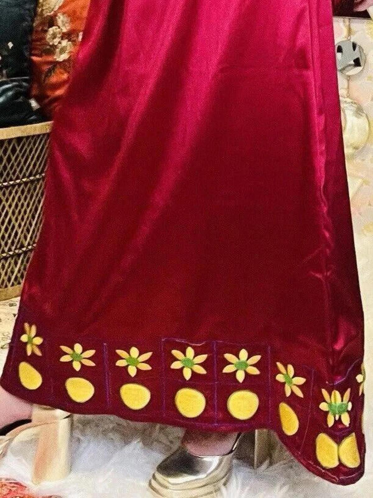 Festival Cosplay Maxi Dress Medieval Wizard Floaty Sleeves Embroidered Red 10