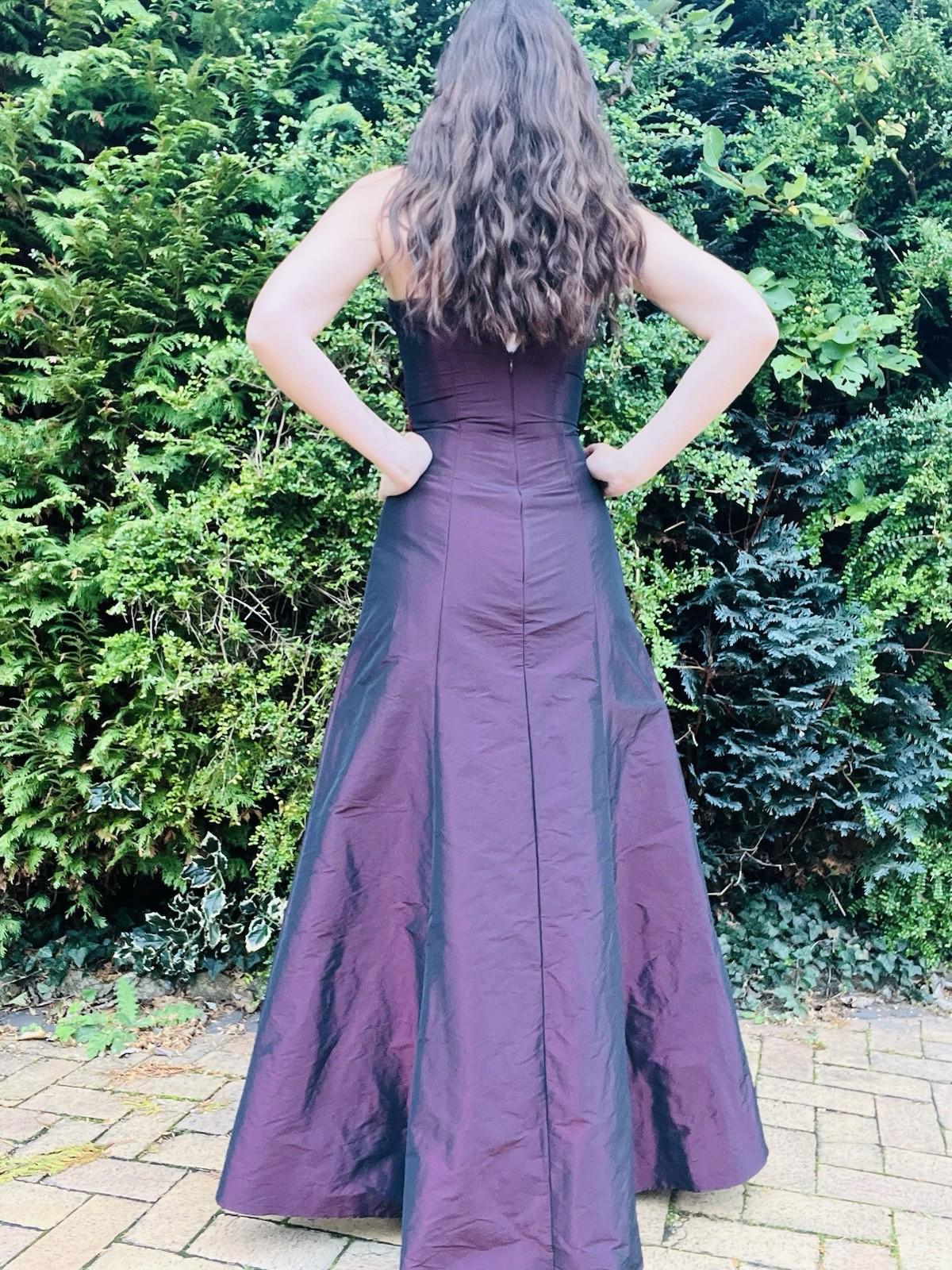 Vintage 1990s Cocktail Dress purple Lace Sequin Bodice Prom Party Ball Gown 8