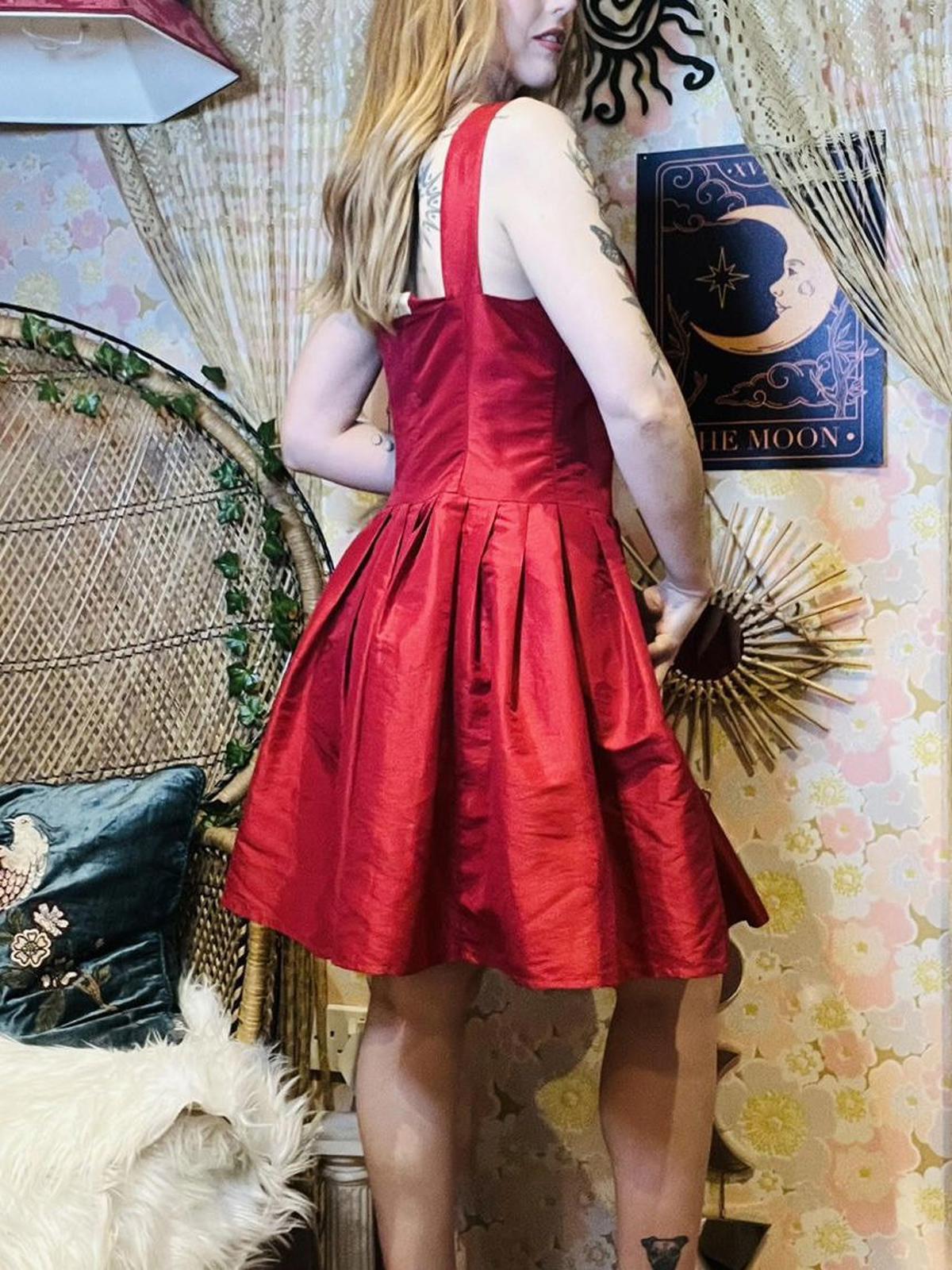Vintage 1990s Cocktail Dress Button Front A Line Knee Length Party Prom Dress 12
