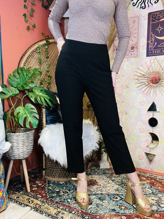 Vintage 80s Work Trousers By Berkertex Tailored Tapered Cropped Leg Black 12