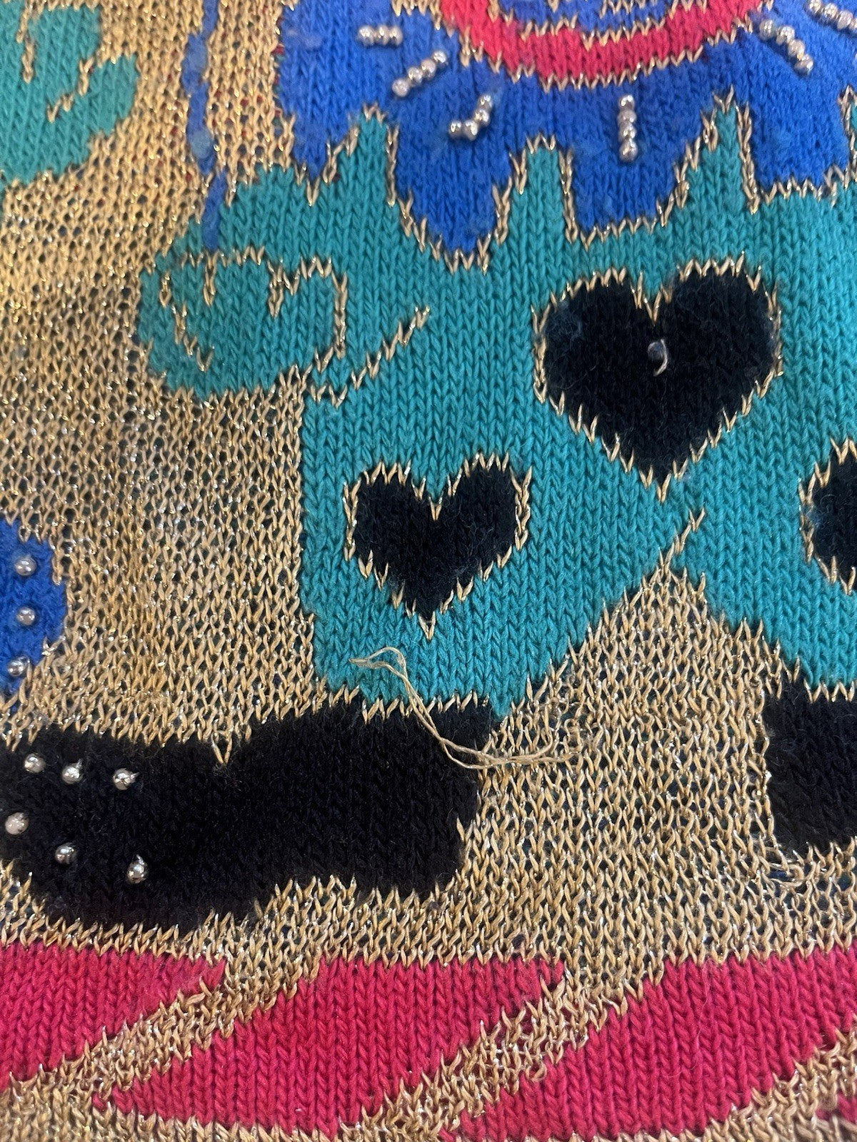 Vintage 80s Knit Jumper Sparkly Gold Size 14 To 16 Retro 1980s Teddy Sweater