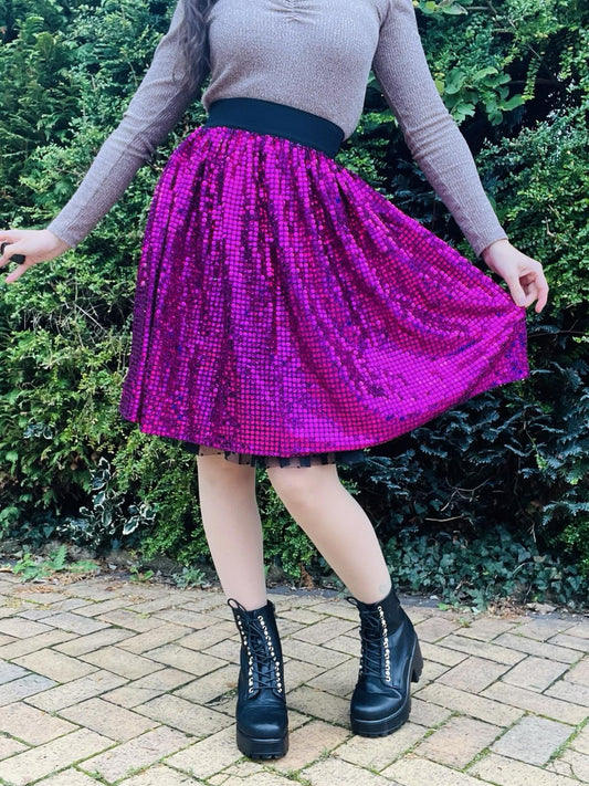 Vintage 1980s Party Skirt Sparkly Sequin With Tulle Lining And Cinched Waist 8