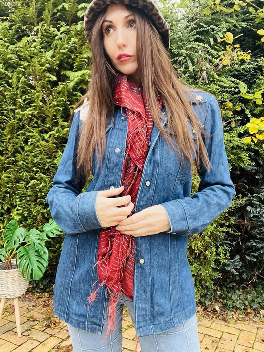 Vintage 1970s Denim Jacket Reworked Donothing Sedgefield Retro Festival Coat 10